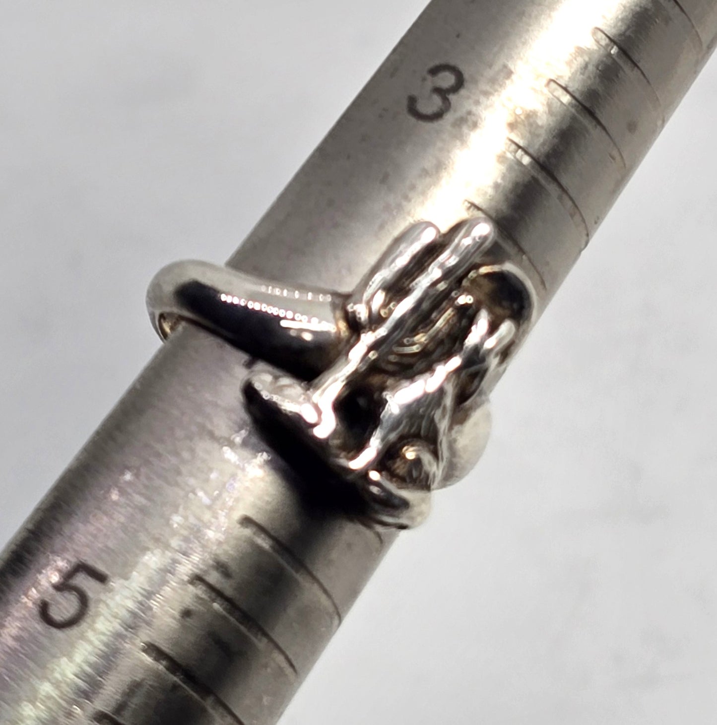 Wolf howling at the moon cactus SC Cloud sterling silver ring size 4