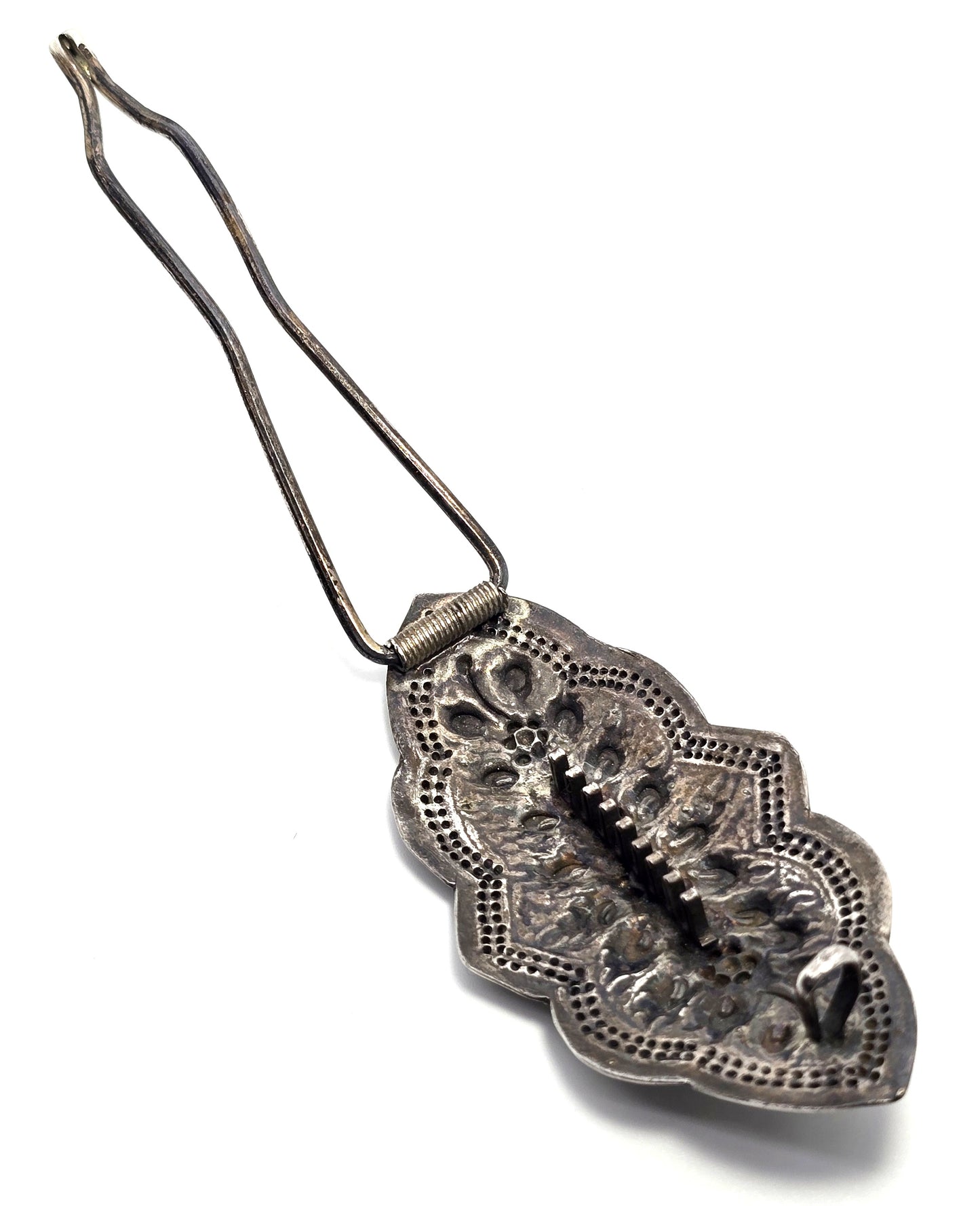 Vintage flower Repousse thick sterling silver hair barrette