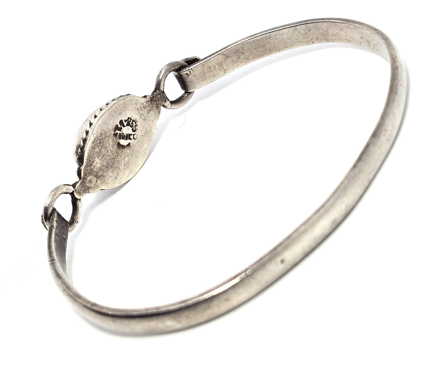 Mexican Dichroic glass Jelly Opal artisan Large sterling silver bangle bracelet