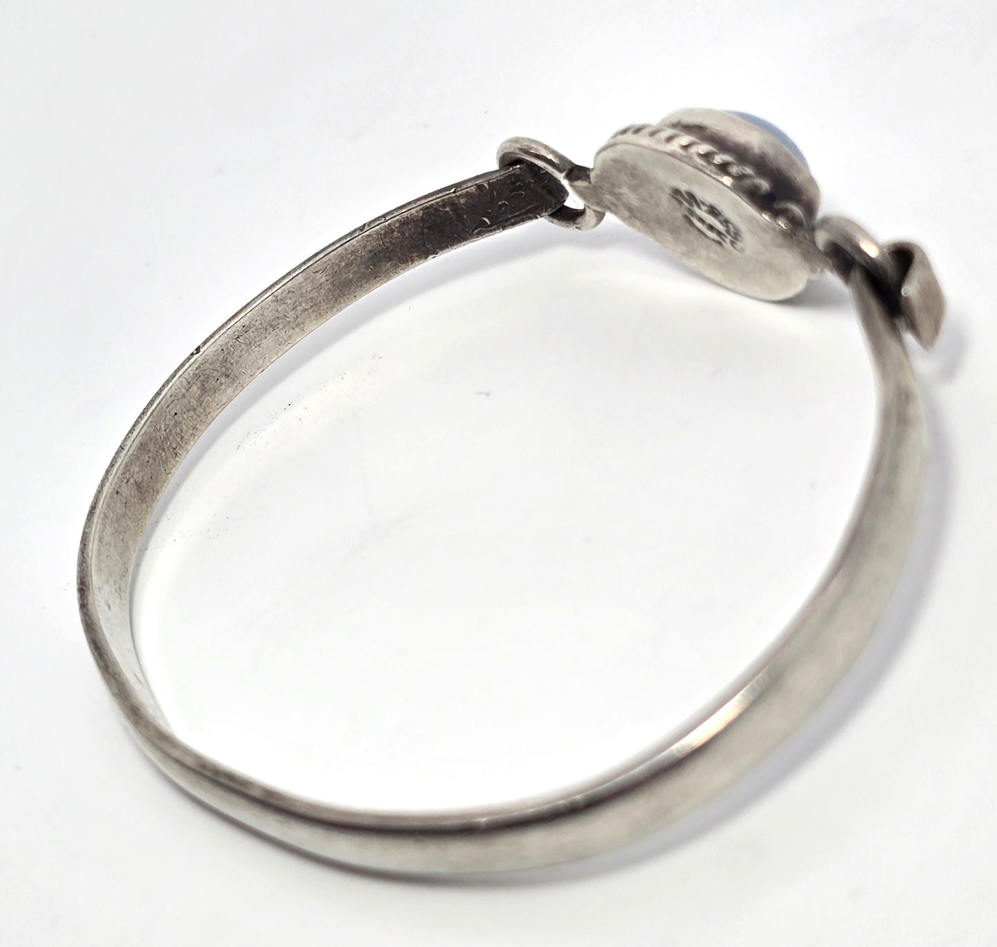 Mexican Dichroic glass Jelly Opal artisan Large sterling silver bangle bracelet