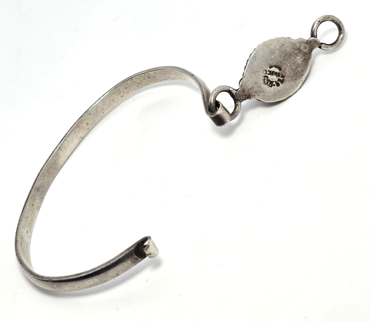 Mexican Dichroic glass Jelly Opal artisan Large sterling silver bangle bracelet