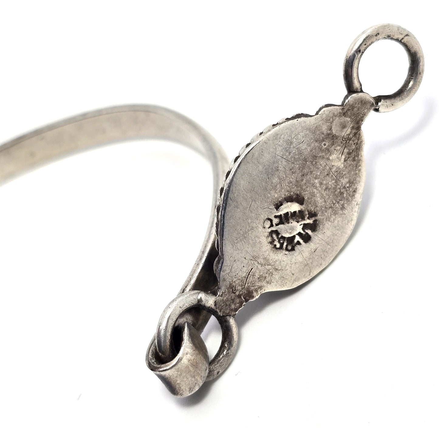 Mexican Dichroic glass Jelly Opal artisan Large sterling silver bangle bracelet