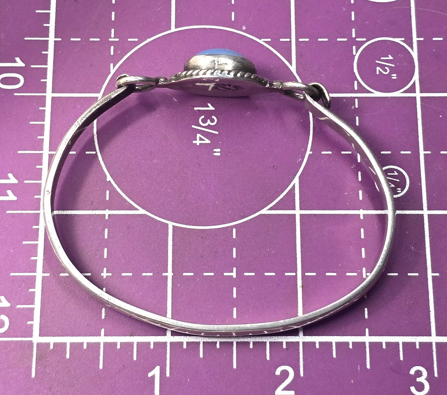 Mexican Dichroic glass Jelly Opal artisan Large sterling silver bangle bracelet