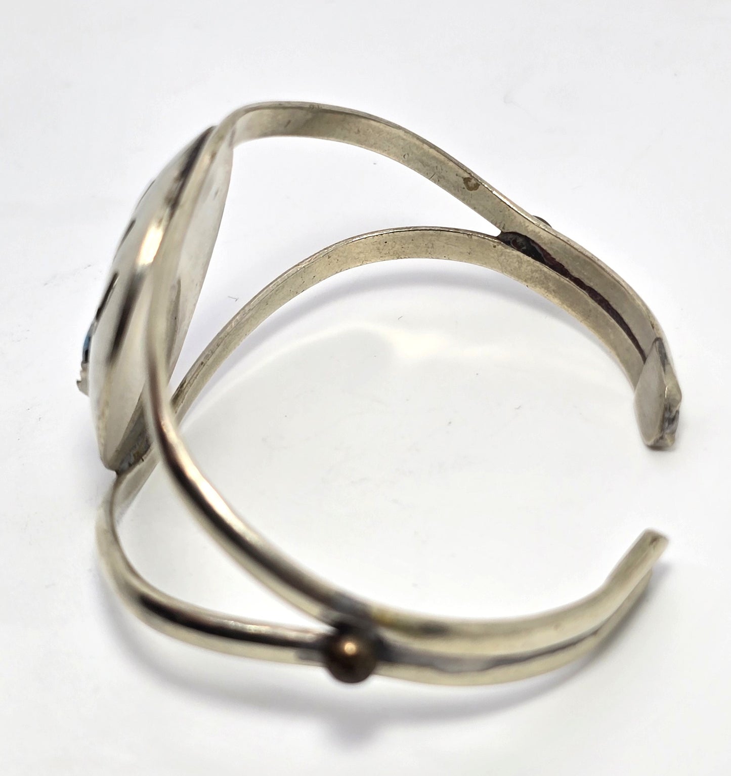 GM Navajo turquoise bear claw vintage sterling silver cuff bracelet