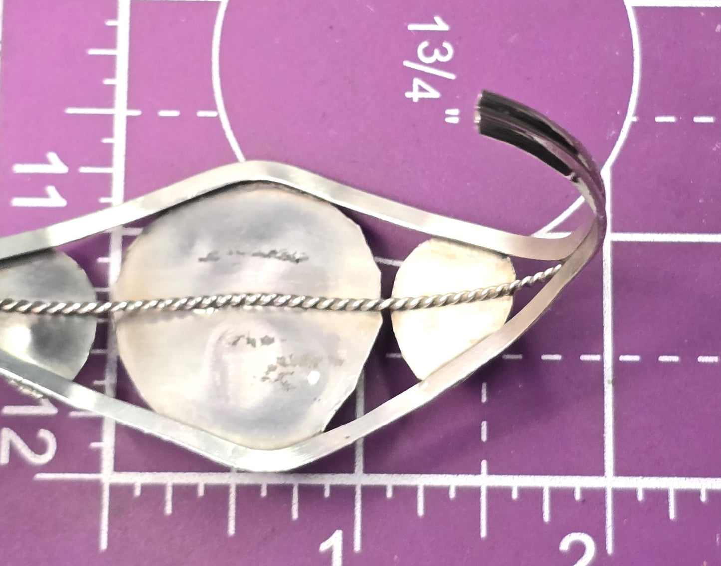 Navajo triple bear paw blue fire opal vintage sterling silver cuff bracelet