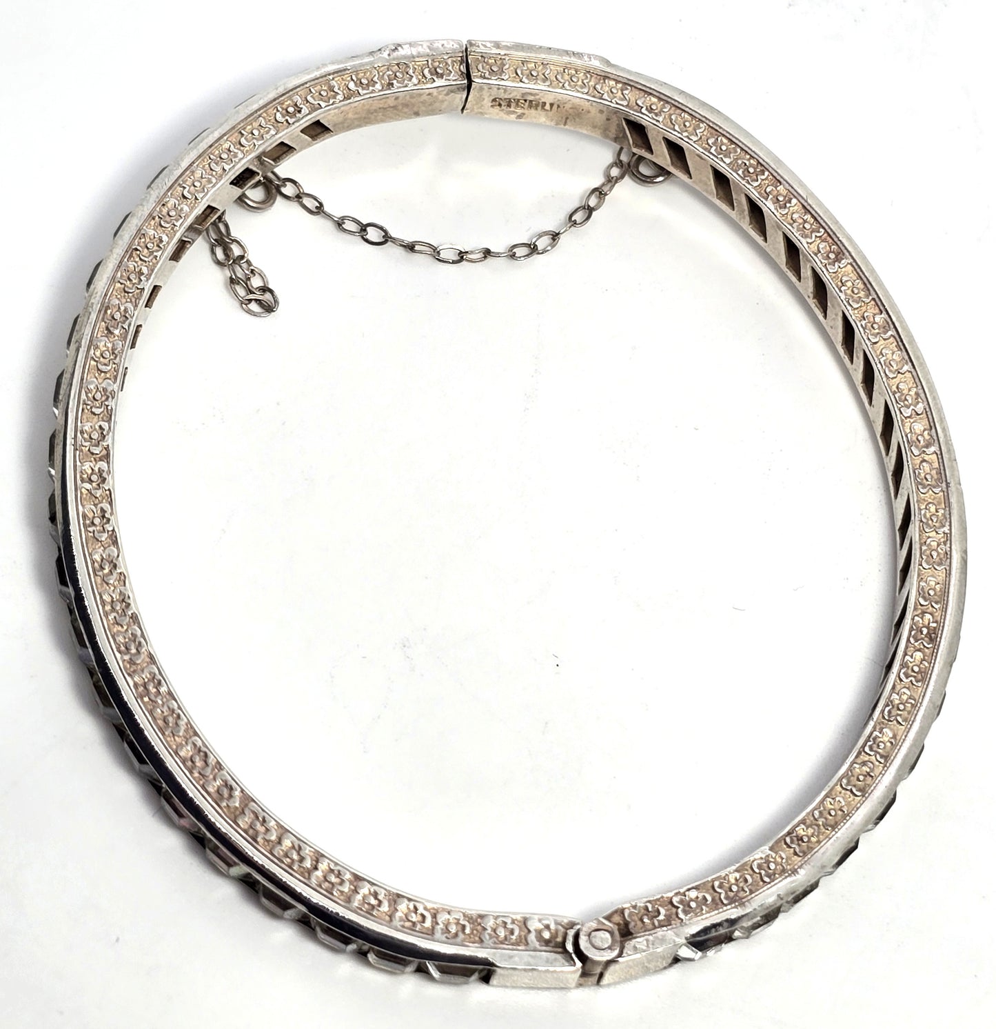 Art Deco Princess cut square vintage paste rhinestone bangle bracelet