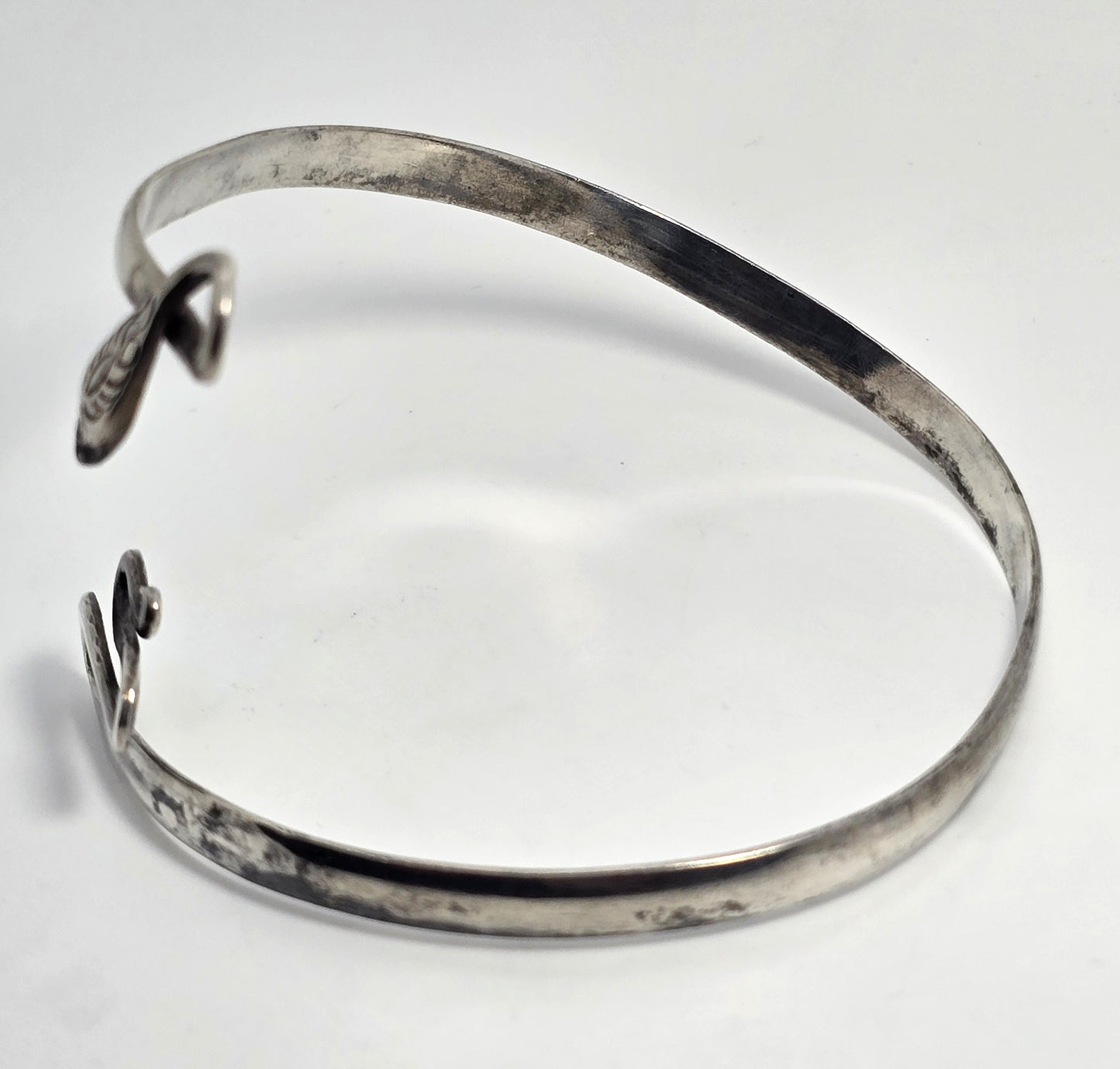 Coiled Snake vintage handcrafted sterling silver arm cuff bracelet