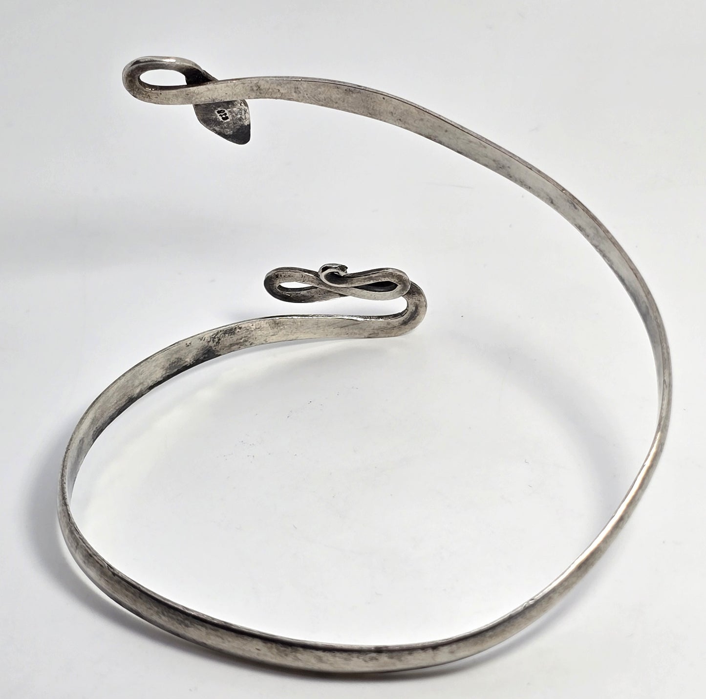 Coiled Snake vintage handcrafted sterling silver arm cuff bracelet