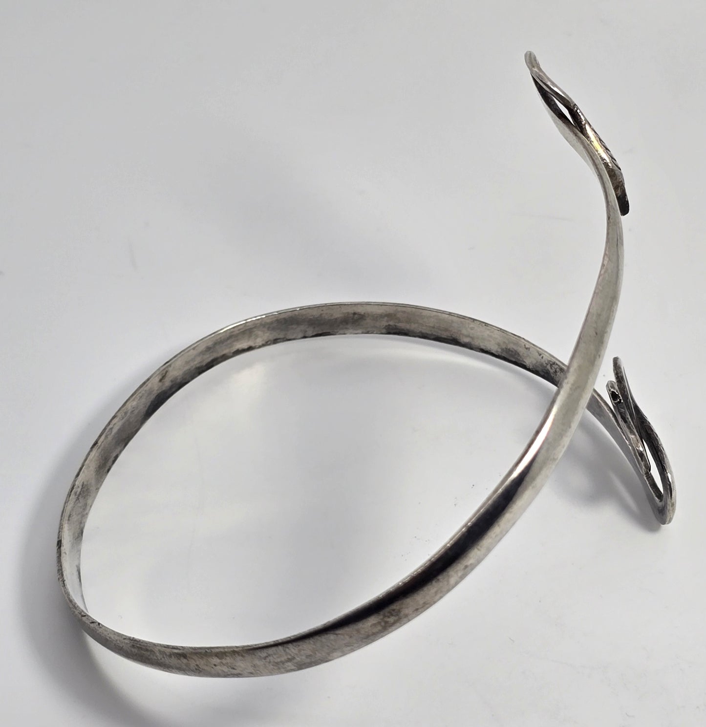 Coiled Snake vintage handcrafted sterling silver arm cuff bracelet
