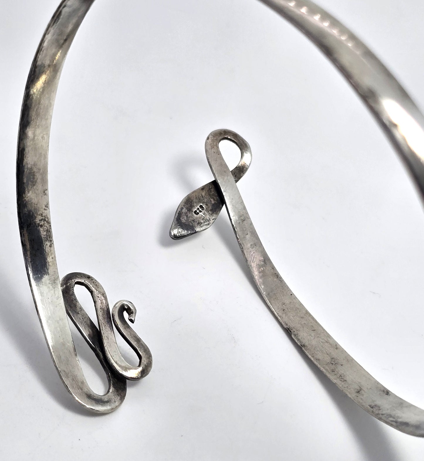Coiled Snake vintage handcrafted sterling silver arm cuff bracelet