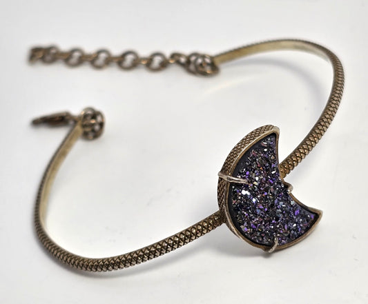 Purple Druzy Moon vermeil gold over sterling silver adjustable Cleets bracelet