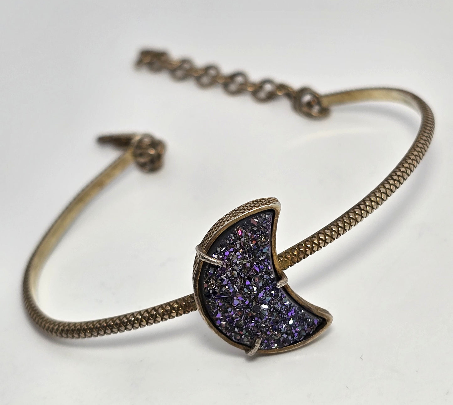 Purple Druzy Moon vermeil gold over sterling silver adjustable Cleets bracelet