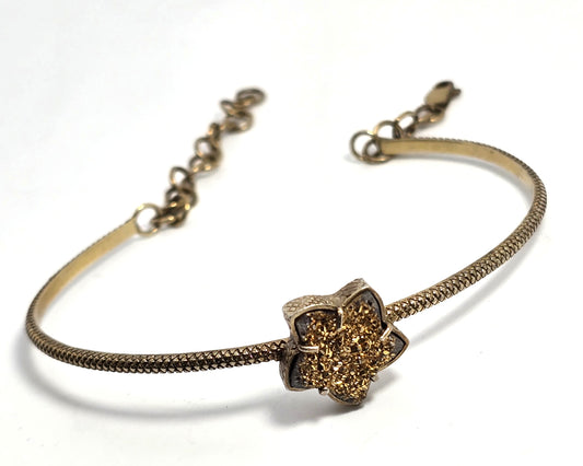 Golden Druzy Star vermeil gold over sterling silver adjustable bracelet