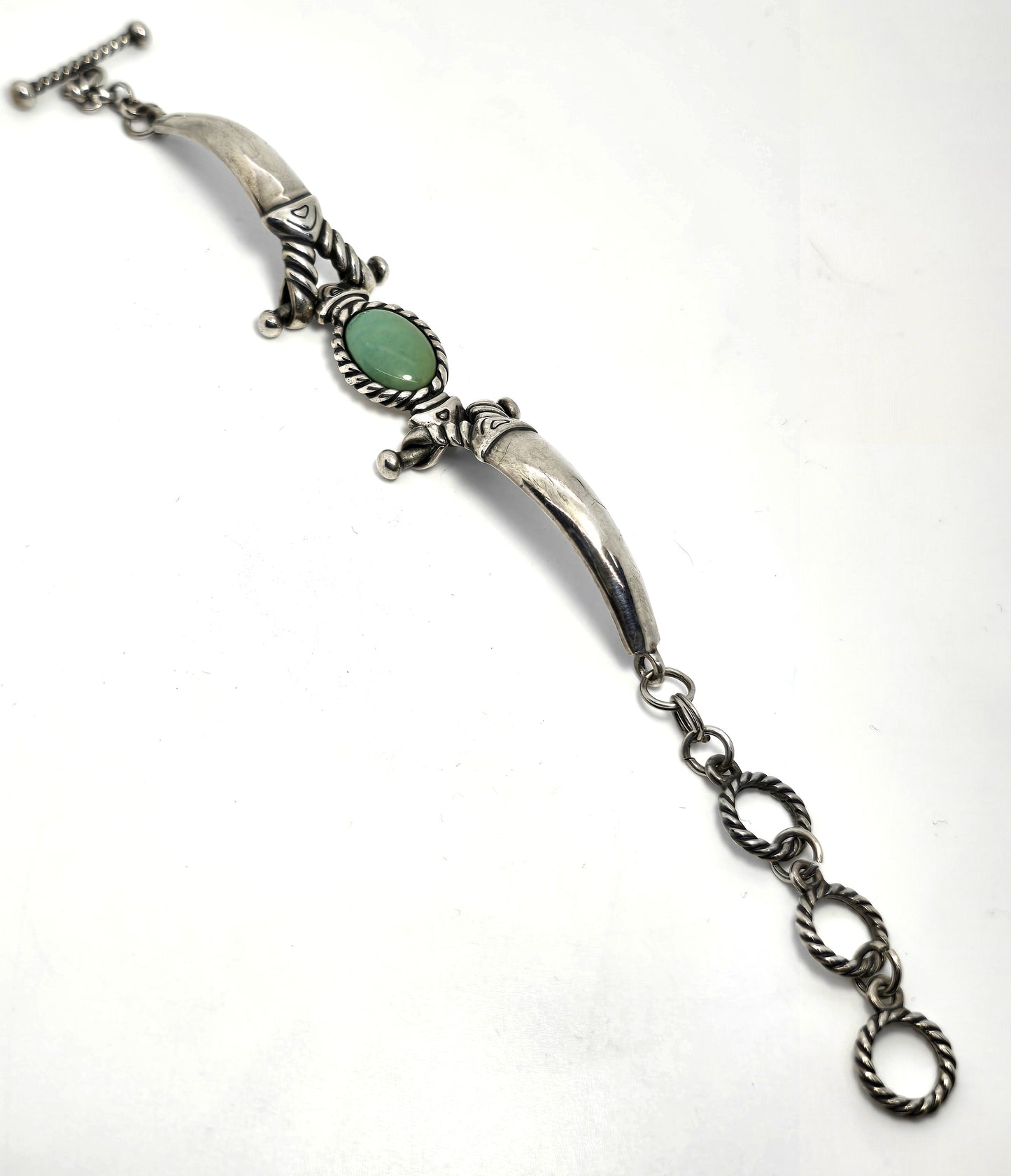Relios Carolyn Pollak Turquoise sterling silver articulated toggle bracelet