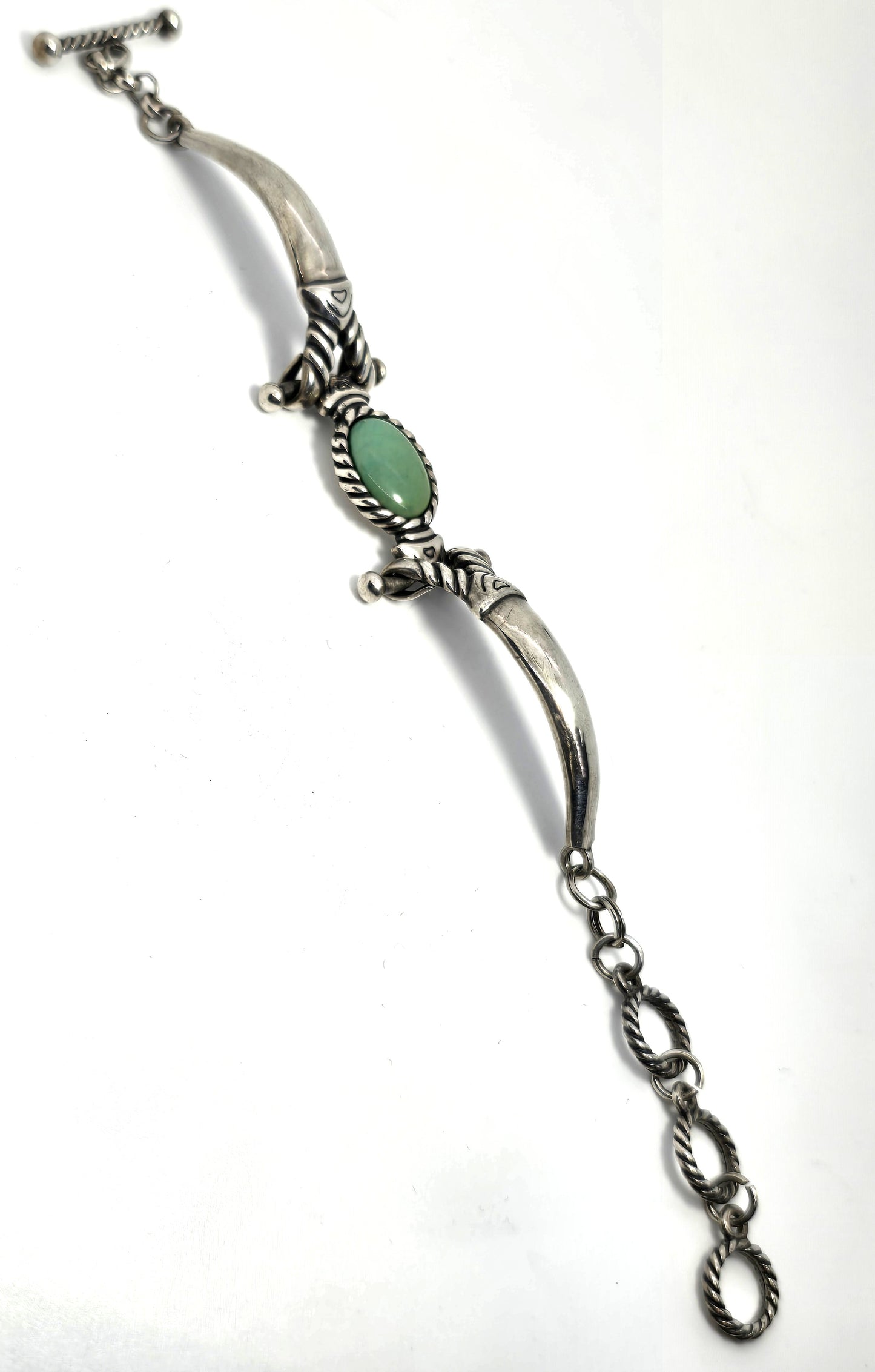Relios Carolyn Pollak Turquoise sterling silver articulated toggle bracelet