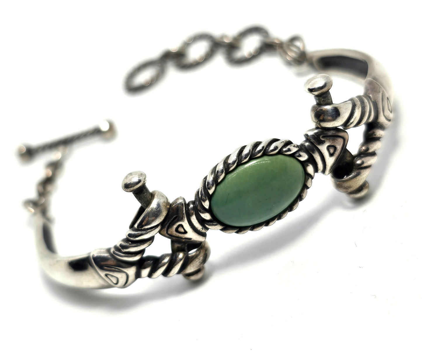 Relios Carolyn Pollak Turquoise sterling silver articulated toggle bracelet