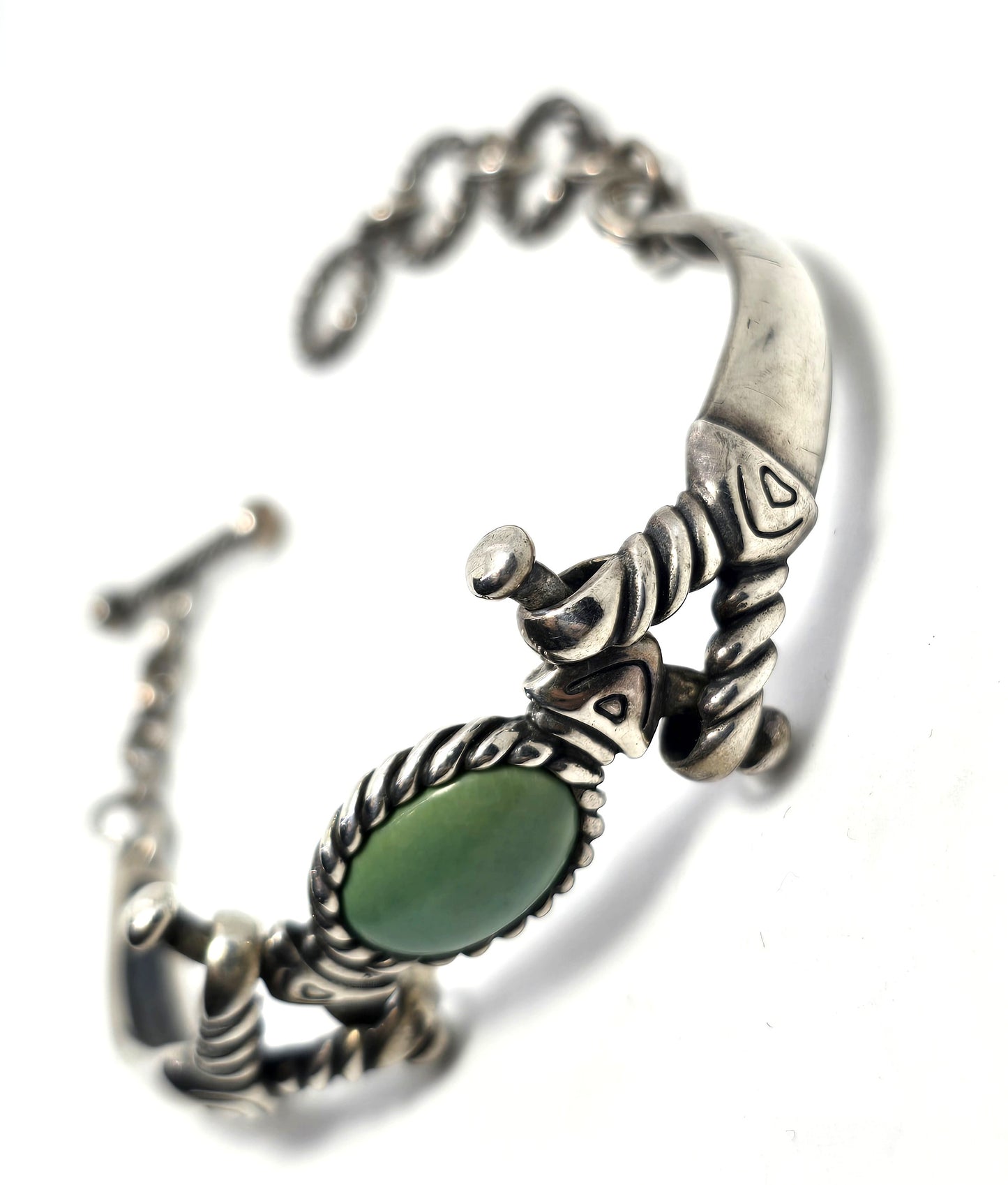Relios Carolyn Pollak Turquoise sterling silver articulated toggle bracelet