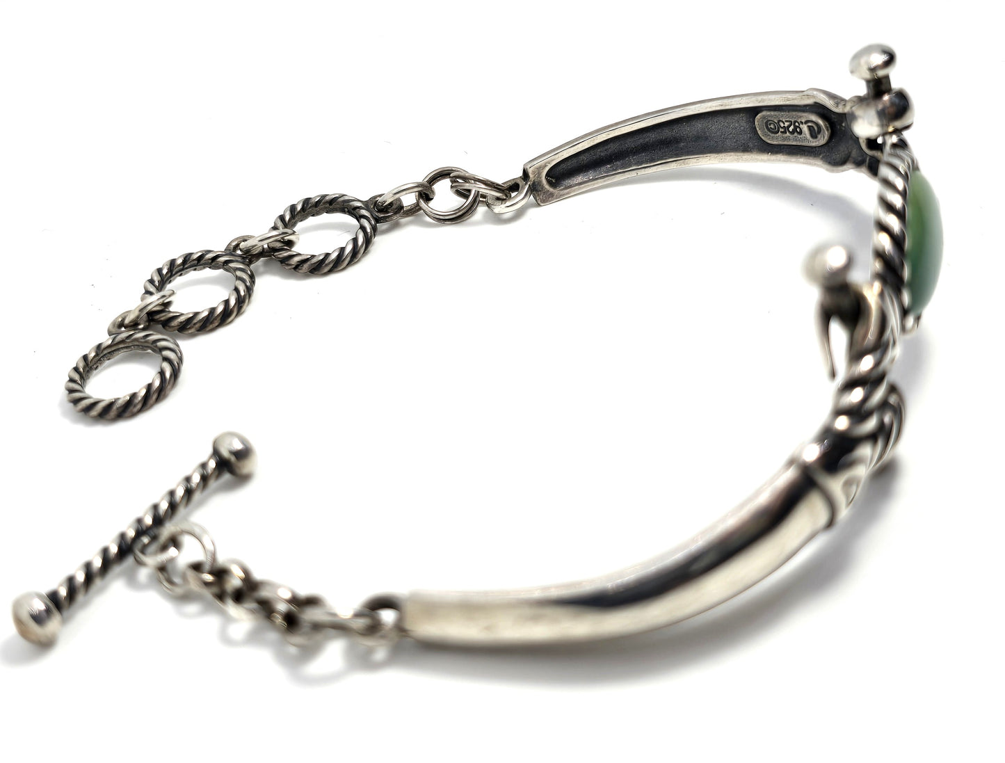 Relios Carolyn Pollak Turquoise sterling silver articulated toggle bracelet