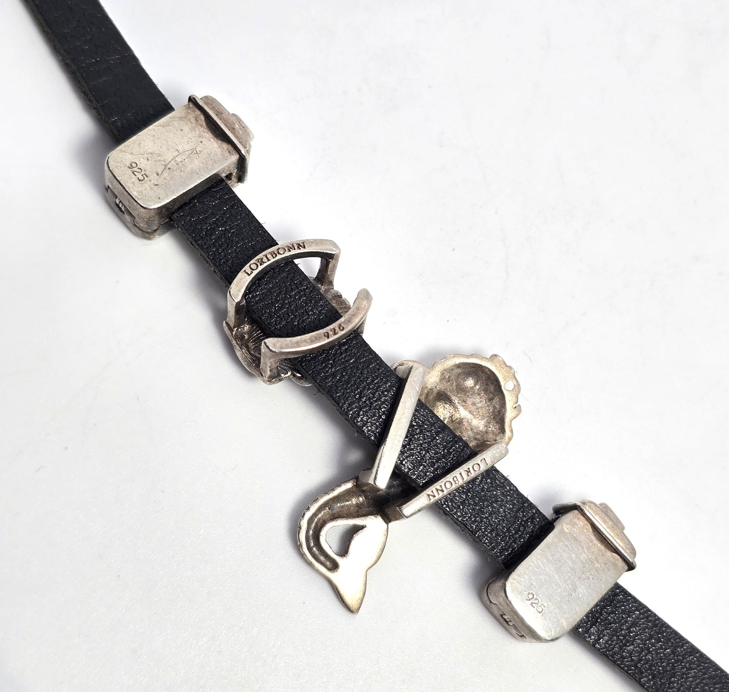 Lori Bonn Retired  mermaid pearl sterling silver leather signed toggle bracelet