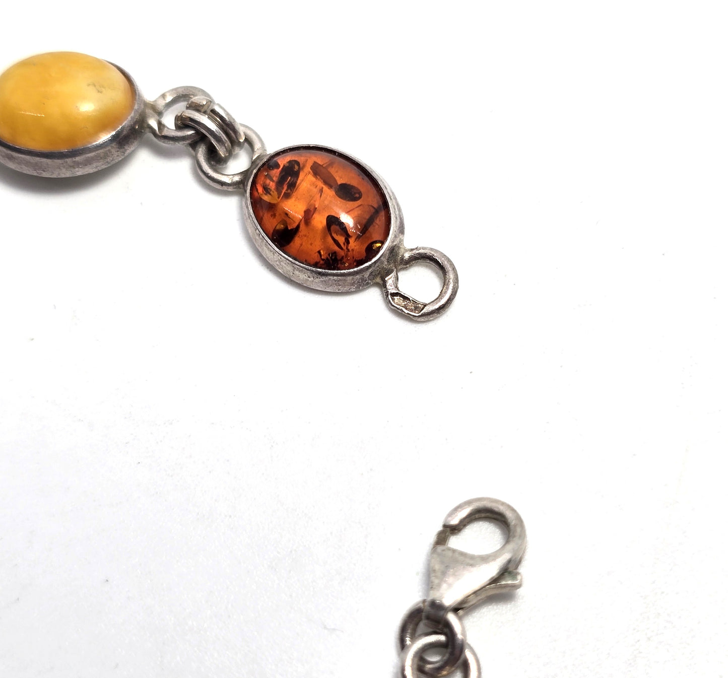 Three color Amber Baltic Amber, green, egg yolk sterling silver tennis bracelet