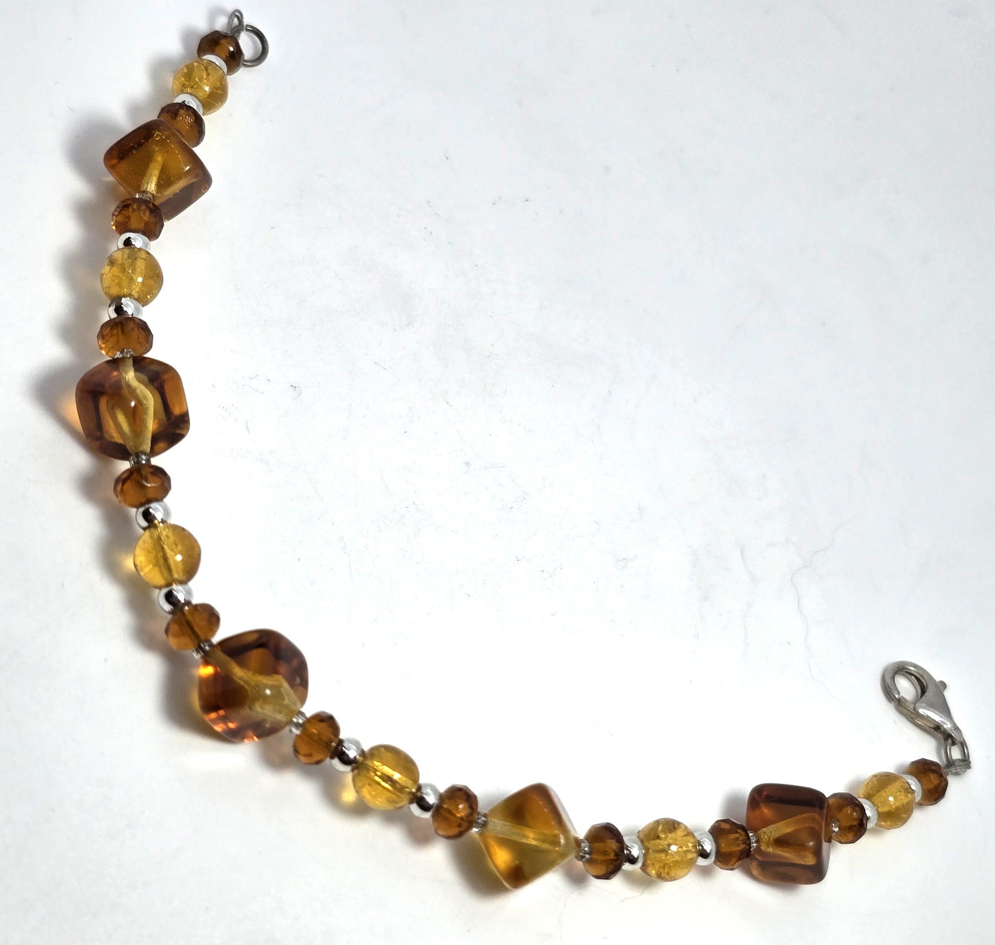 Baltic Amber Graduated beaded vintage sterling silver tennis bracelet 925