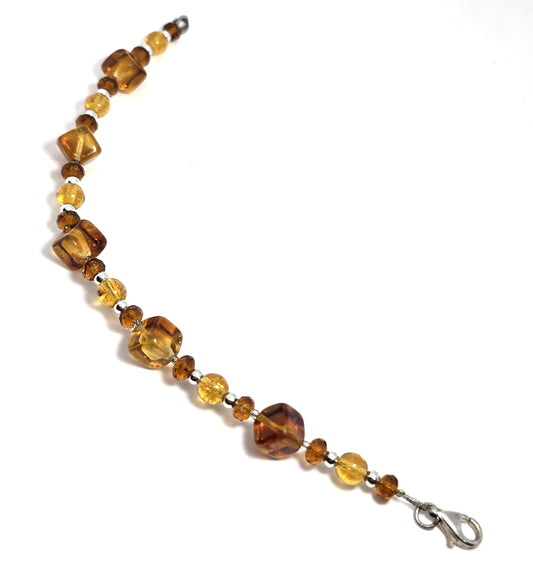 Baltic Amber Graduated beaded vintage sterling silver tennis bracelet 925