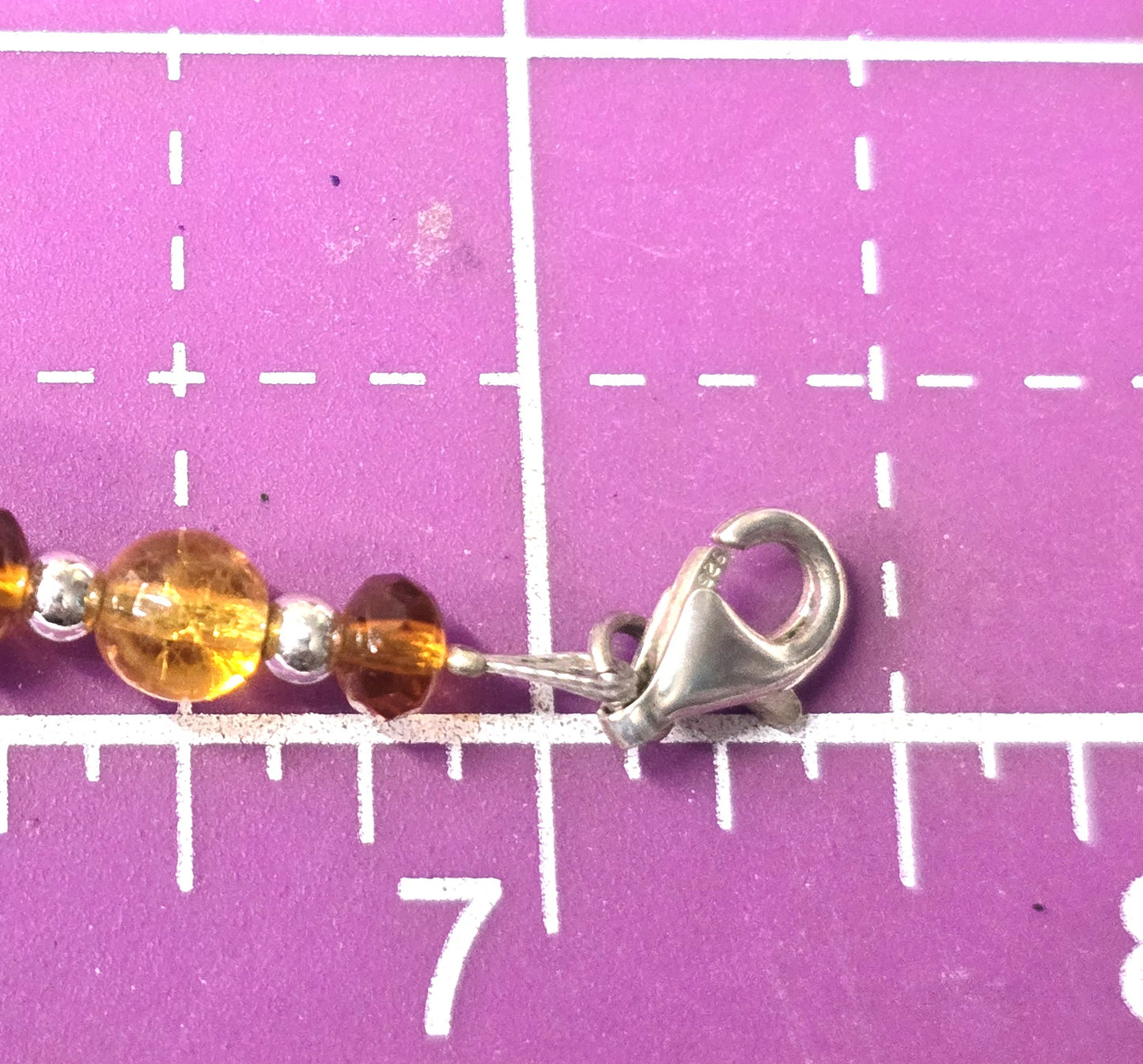 Baltic Amber Graduated beaded vintage sterling silver tennis bracelet 925