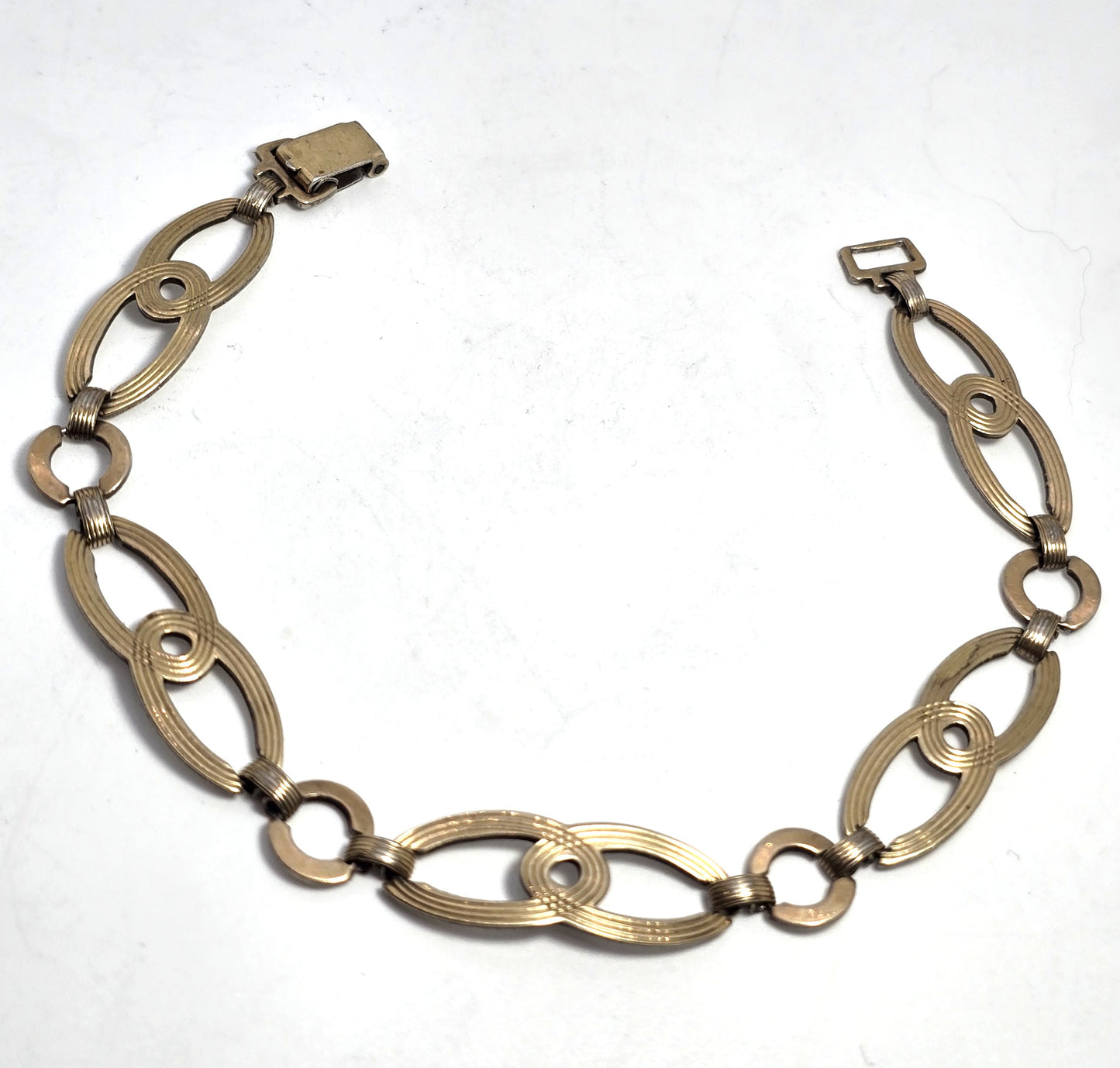 Symmetalic W. E. Richards Art Deco geometric bracelet sterling silver fused 14k gold