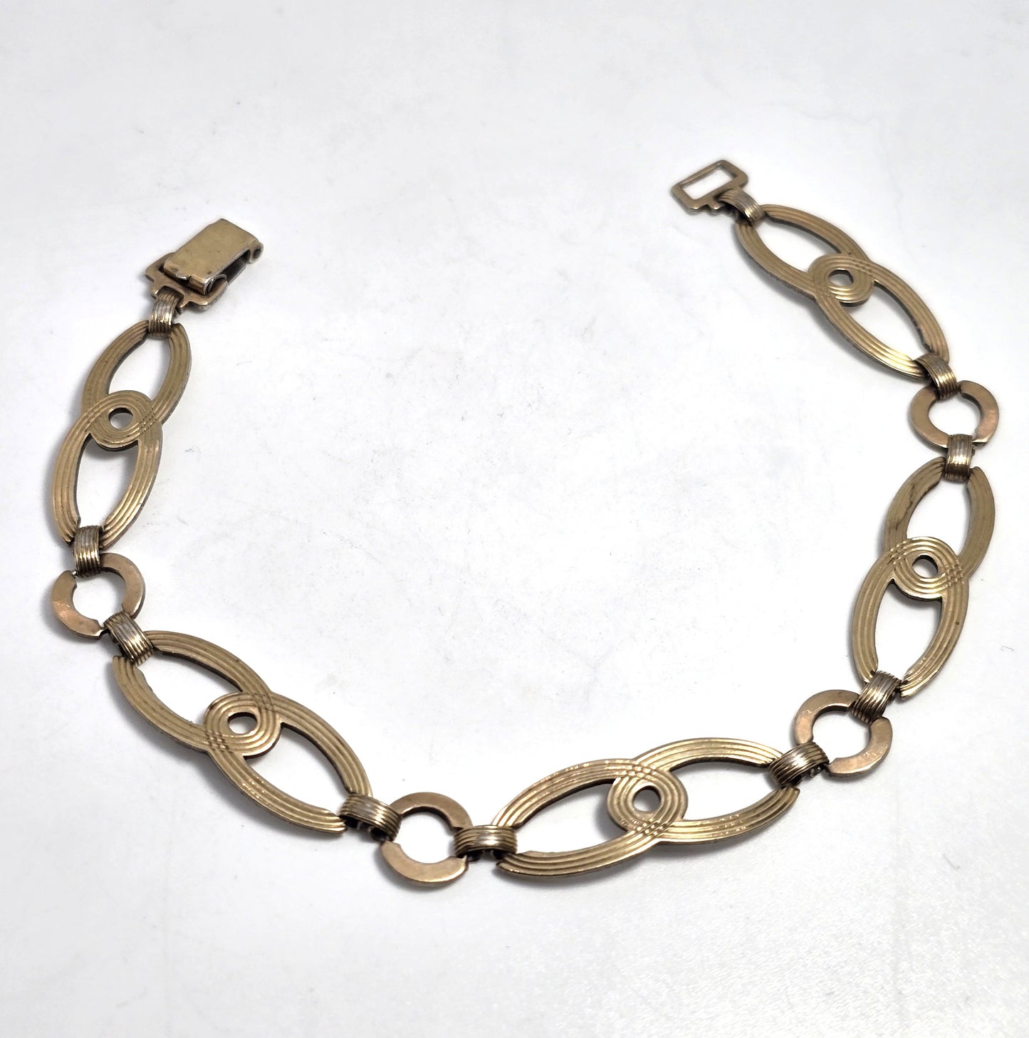 Symmetalic W. E. Richards Art Deco geometric bracelet sterling silver fused 14k gold