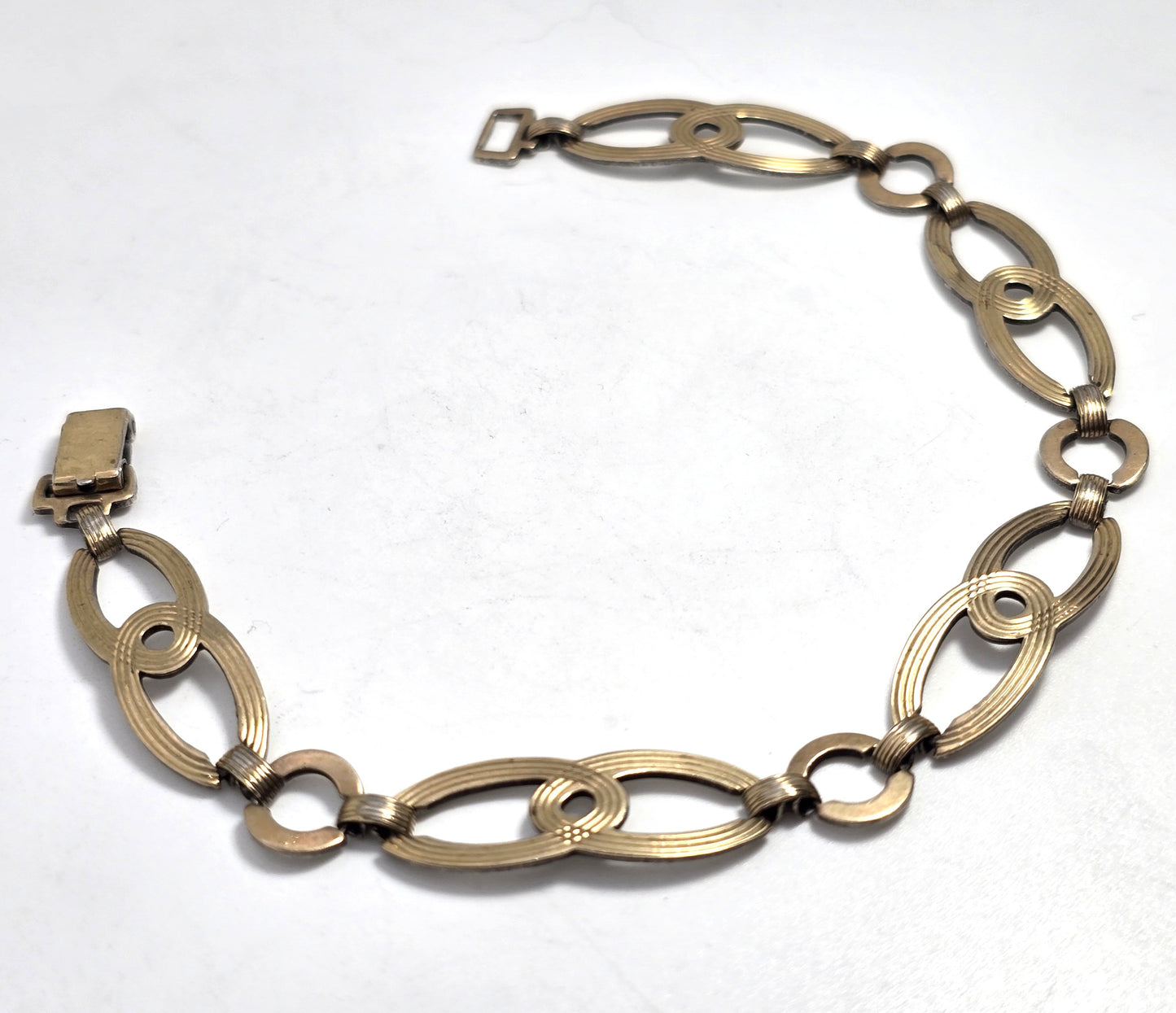 Symmetalic W. E. Richards Art Deco geometric bracelet sterling silver fused 14k gold