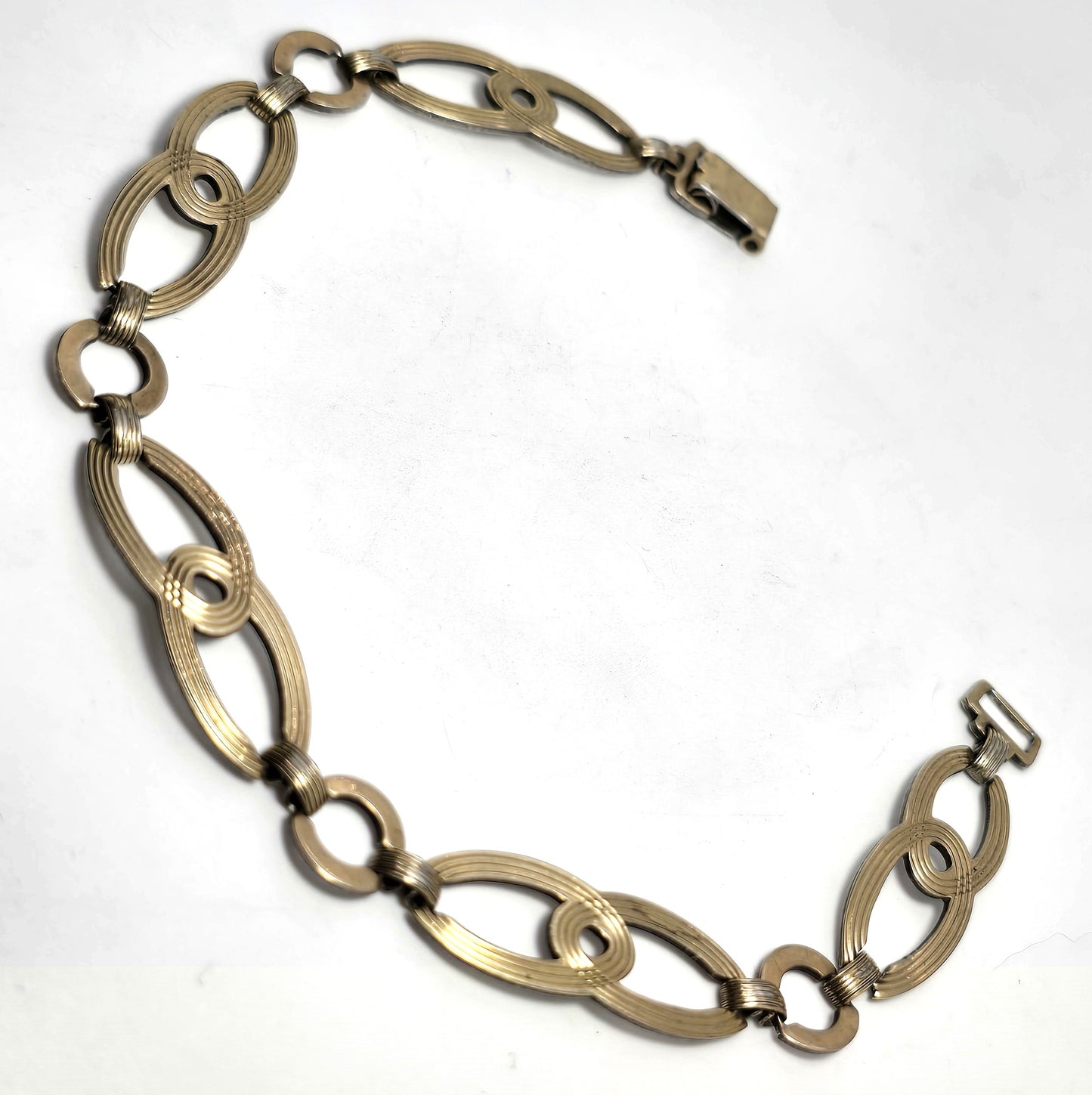 Symmetalic W. E. Richards Art Deco geometric bracelet sterling silver fused 14k gold