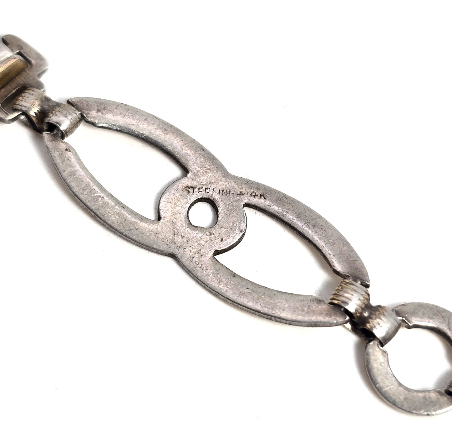 Symmetalic W. E. Richards Art Deco geometric bracelet sterling silver fused 14k gold