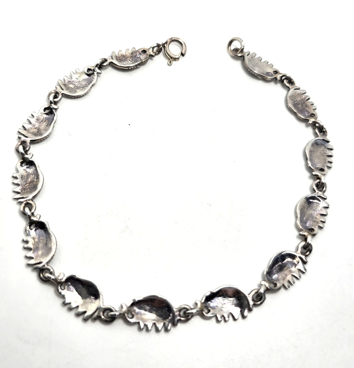 Lucky Trunk Up Elephant marcasite CN sterling silver tennis bracelet