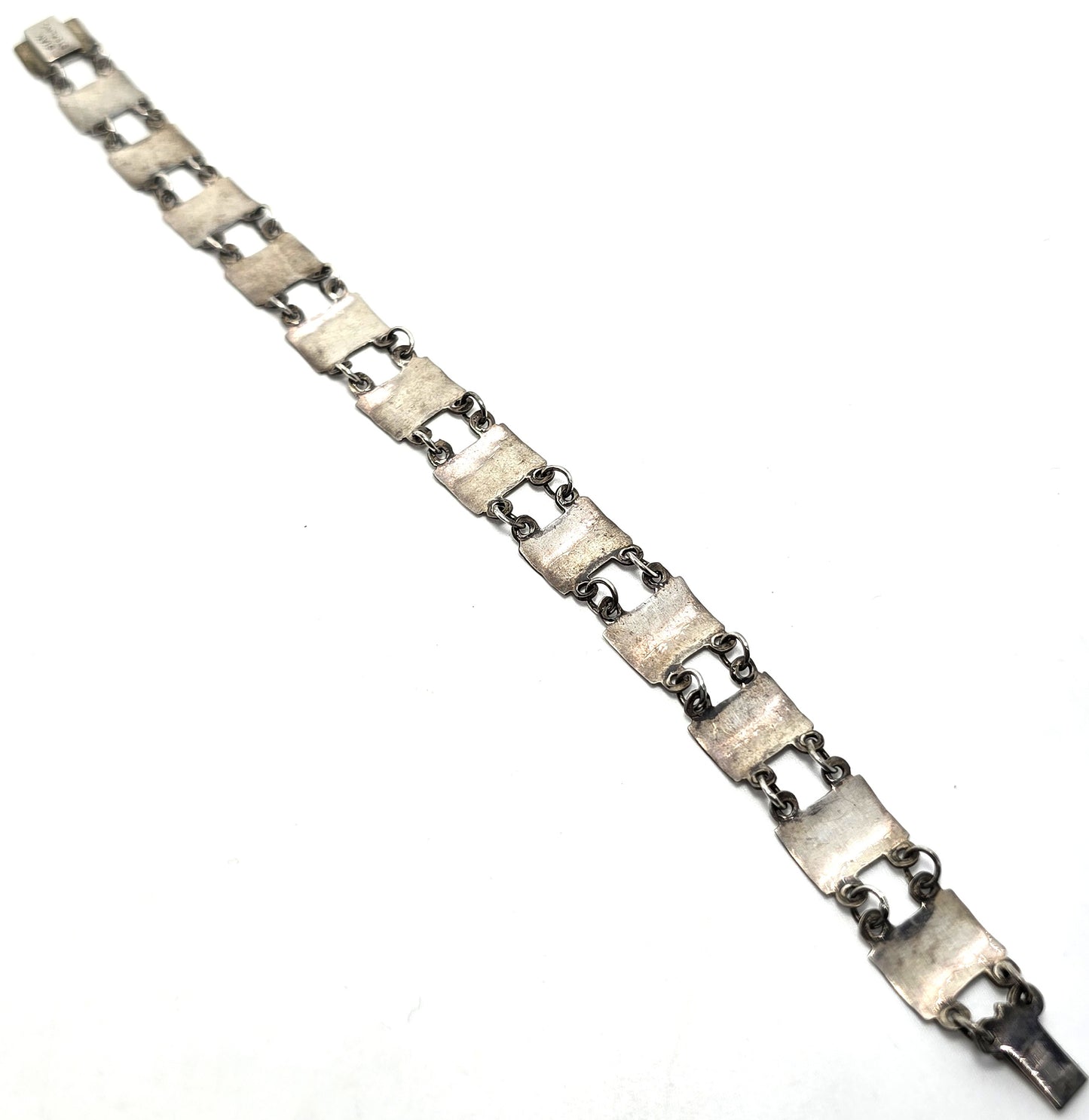 Siam Black Nielloware enamel Sheild Mekkala vintage sterling silver bracelet