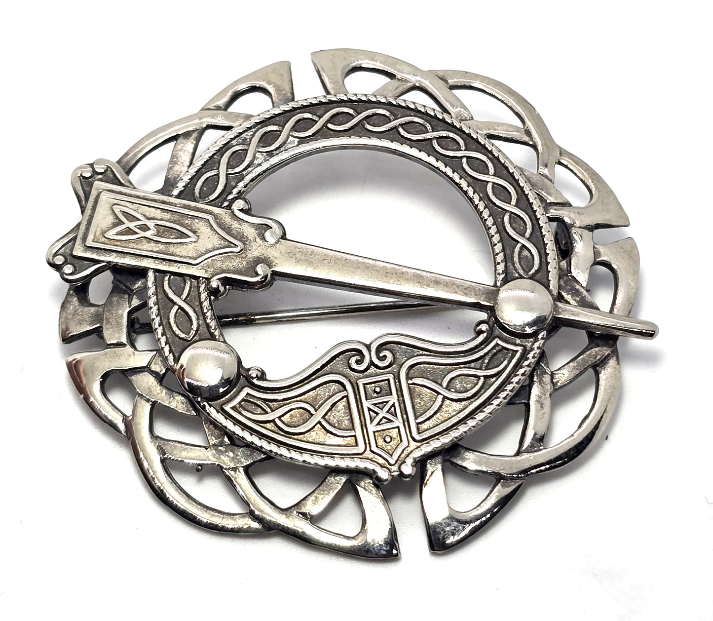 Michael Gladstone Irish Tara Celtic knot vintage sterling silver kilt pin brooch pendant