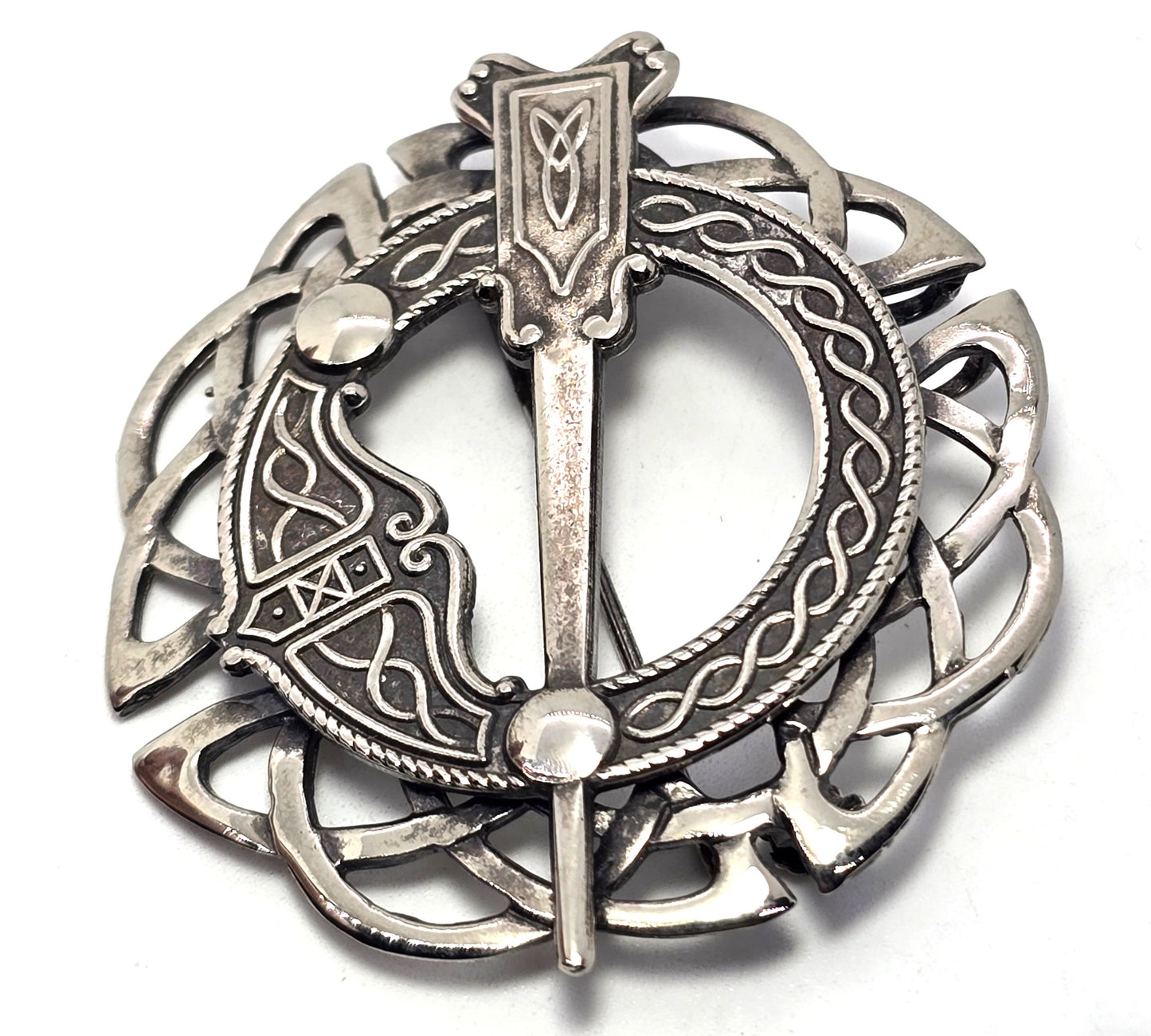 Michael Gladstone Irish Tara Celtic knot vintage sterling silver kilt pin brooch pendant