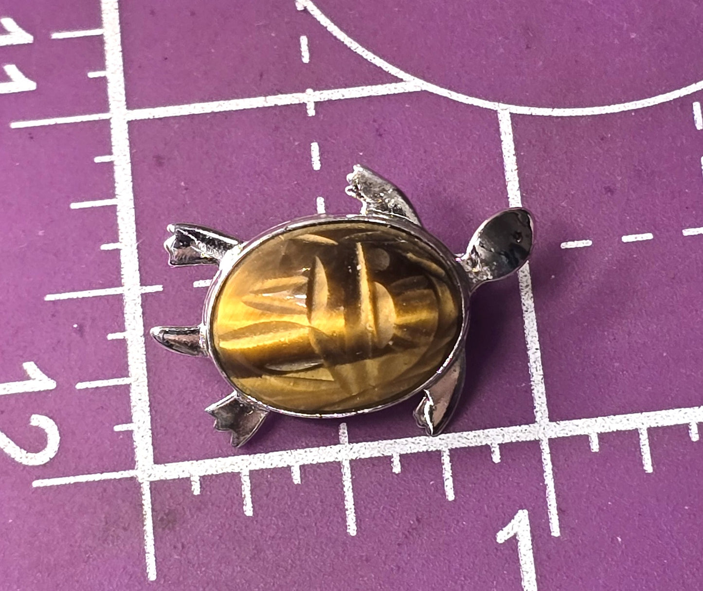 Egyptian Revival Scarab tiger's eye rhodium plated sterling silver brooch