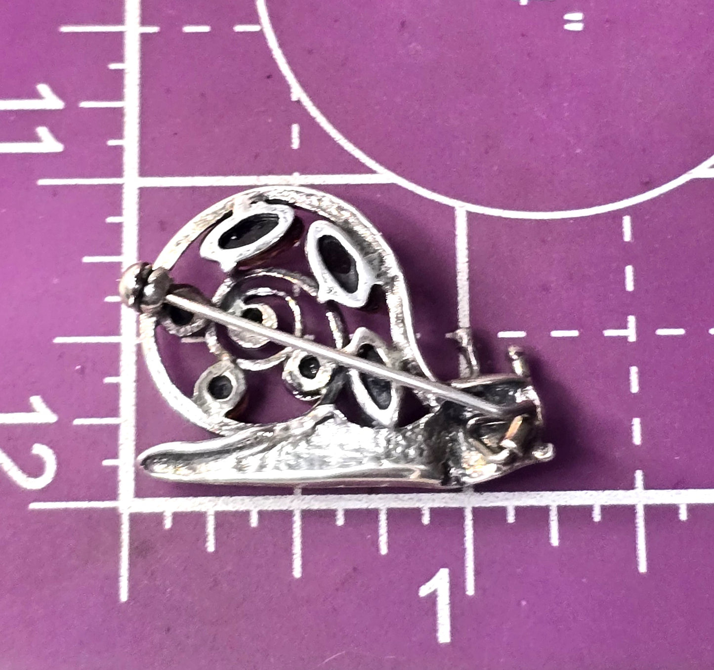 Baltic amber garden snail shell vintage Polish sterling silver brooch