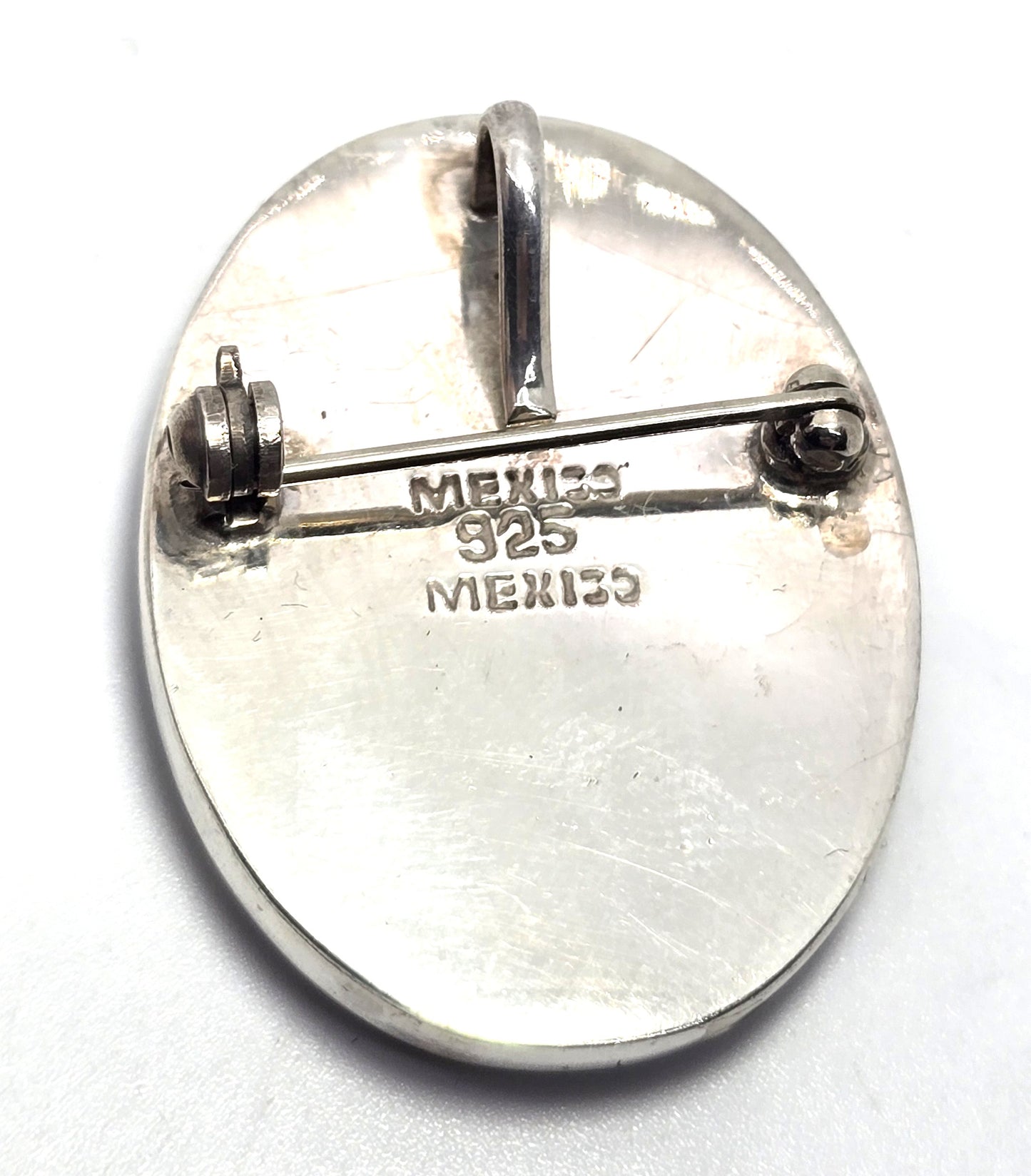 Purple Dried flowers signed sterling silver Mexican vintage pendant brooch