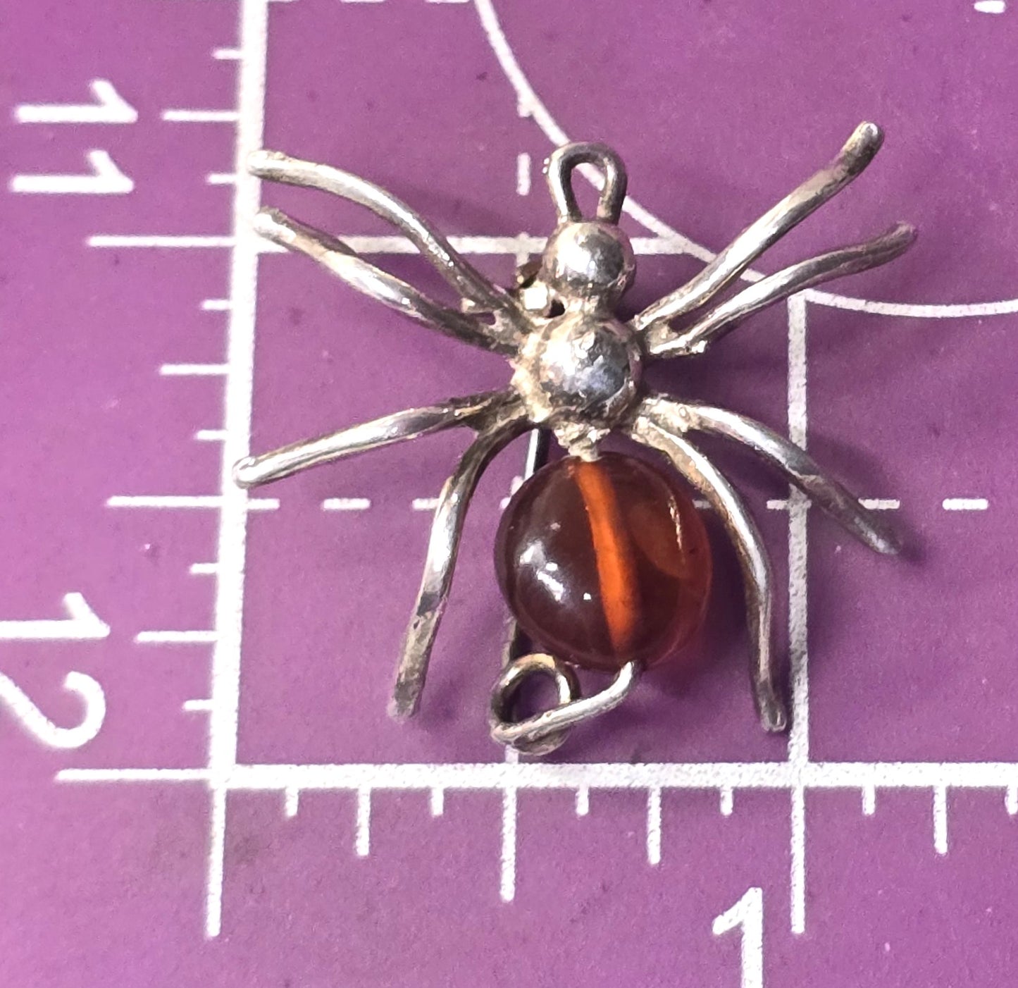 Spider Baltic Amber vintage Polish vintage sterling silver insect bug brooch pendant