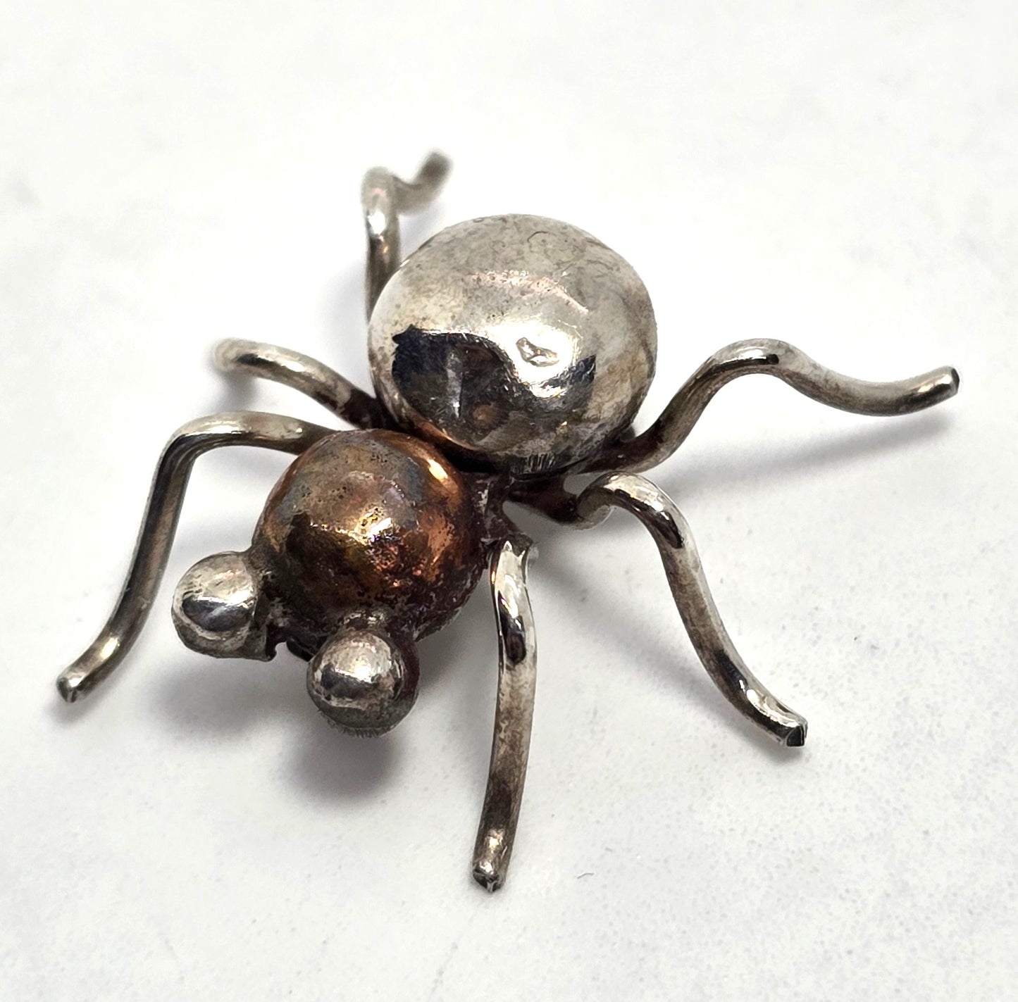 Insect Spider Ant vintage artisan sterling silver detailed bug brooch