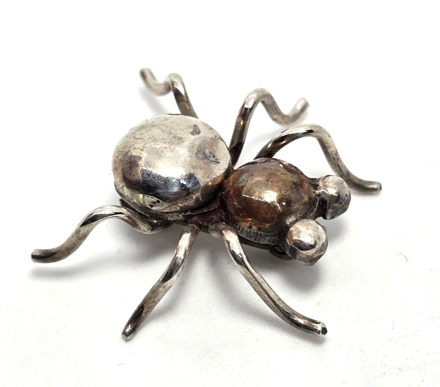 Insect Spider Ant vintage artisan sterling silver detailed bug brooch