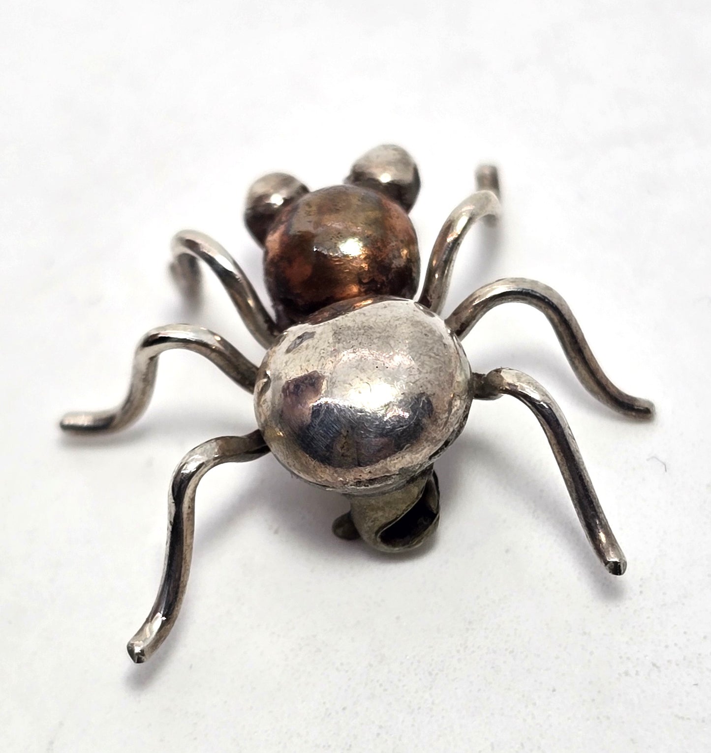 Insect Spider Ant vintage artisan sterling silver detailed bug brooch