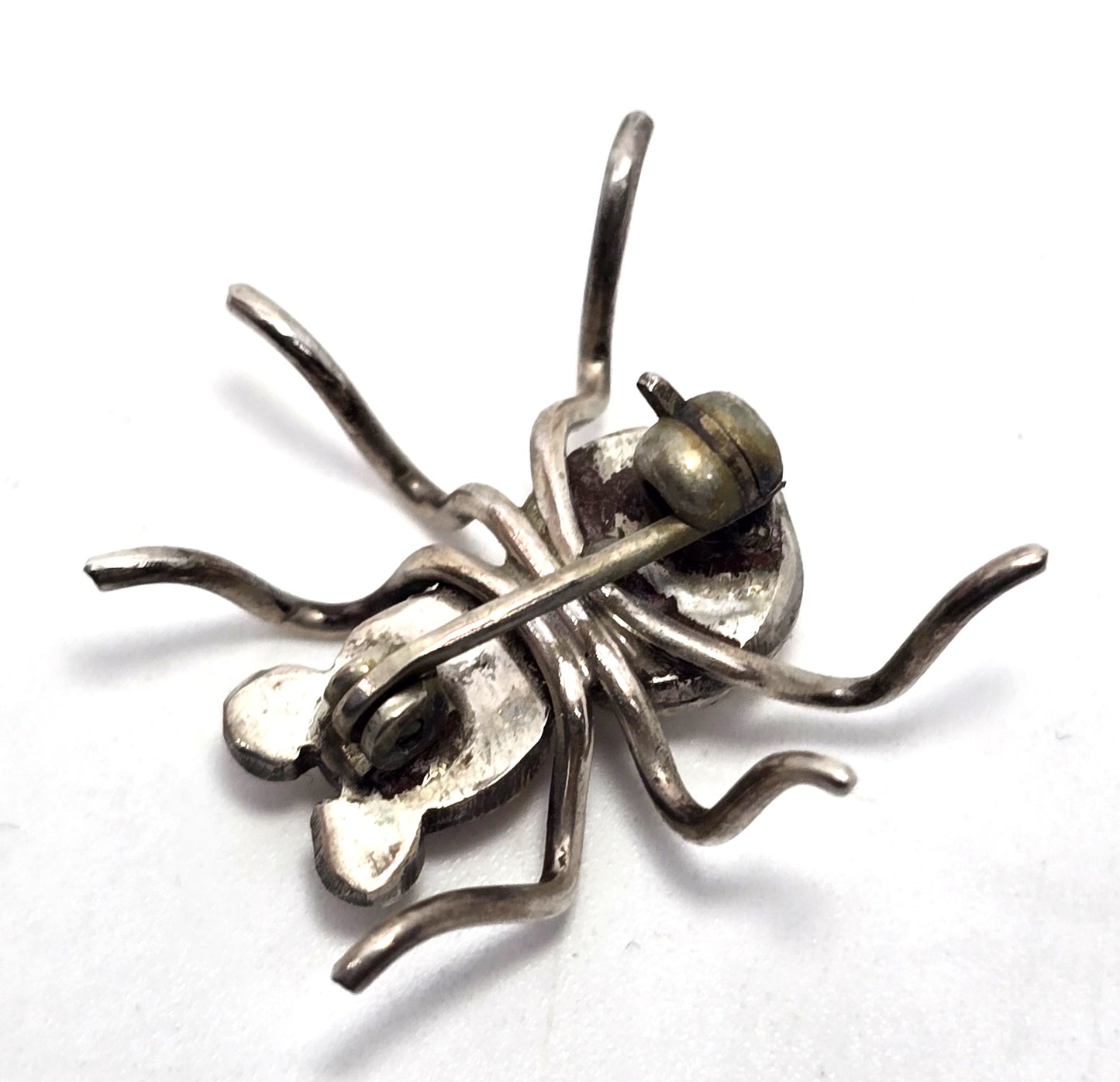 Insect Spider Ant vintage artisan sterling silver detailed bug brooch
