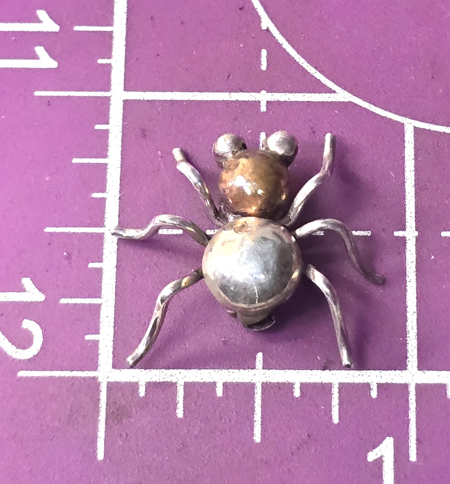 Insect Spider Ant vintage artisan sterling silver detailed bug brooch