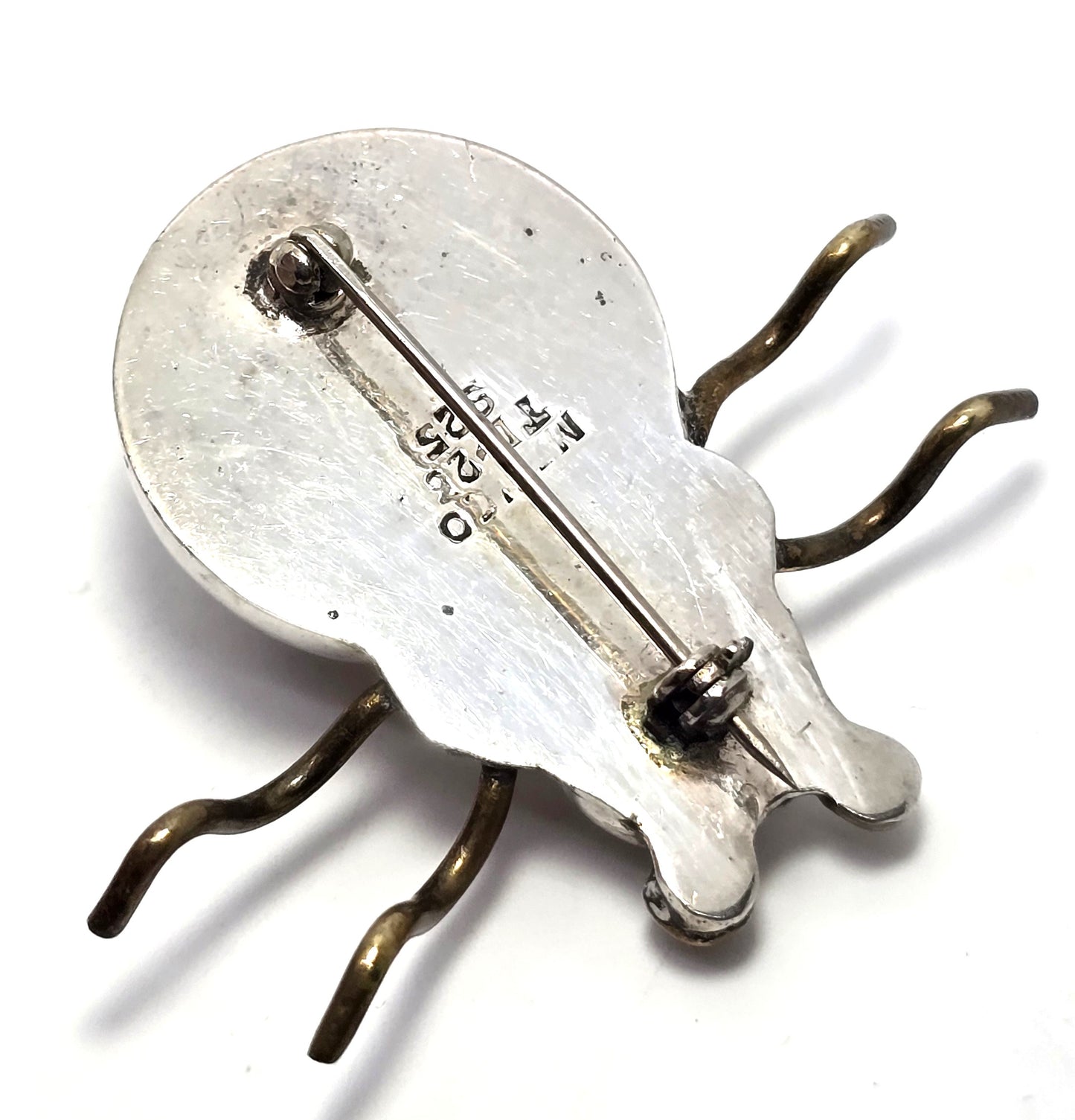Insect Spider Ant Large vintage sterling silver Mexican bug brooch