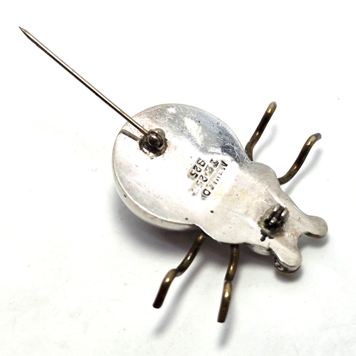 Insect Spider Ant Large vintage sterling silver Mexican bug brooch