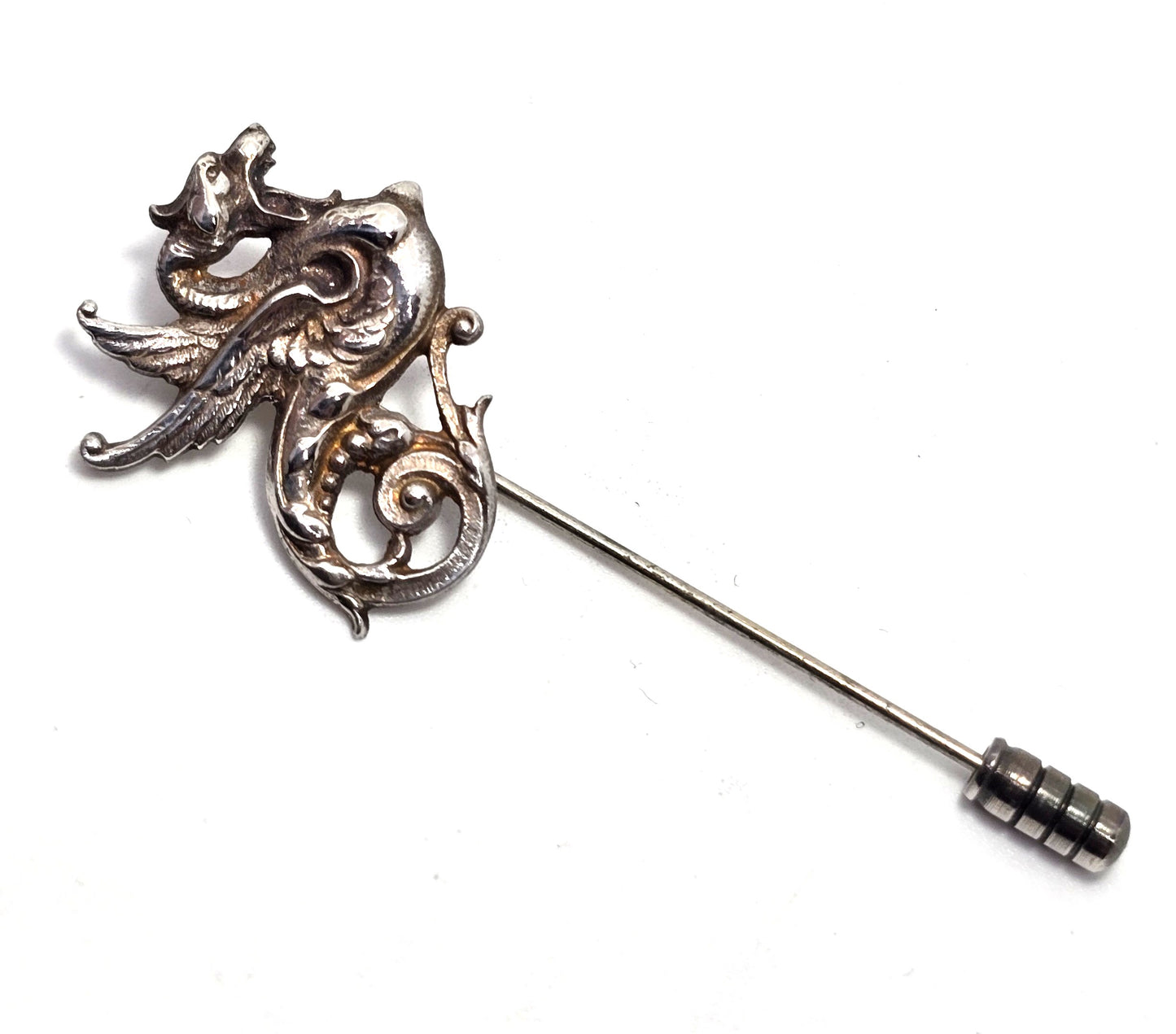 Gorham Dragon antique Victorian Gryphon sterling silver stick lapel pin brooch
