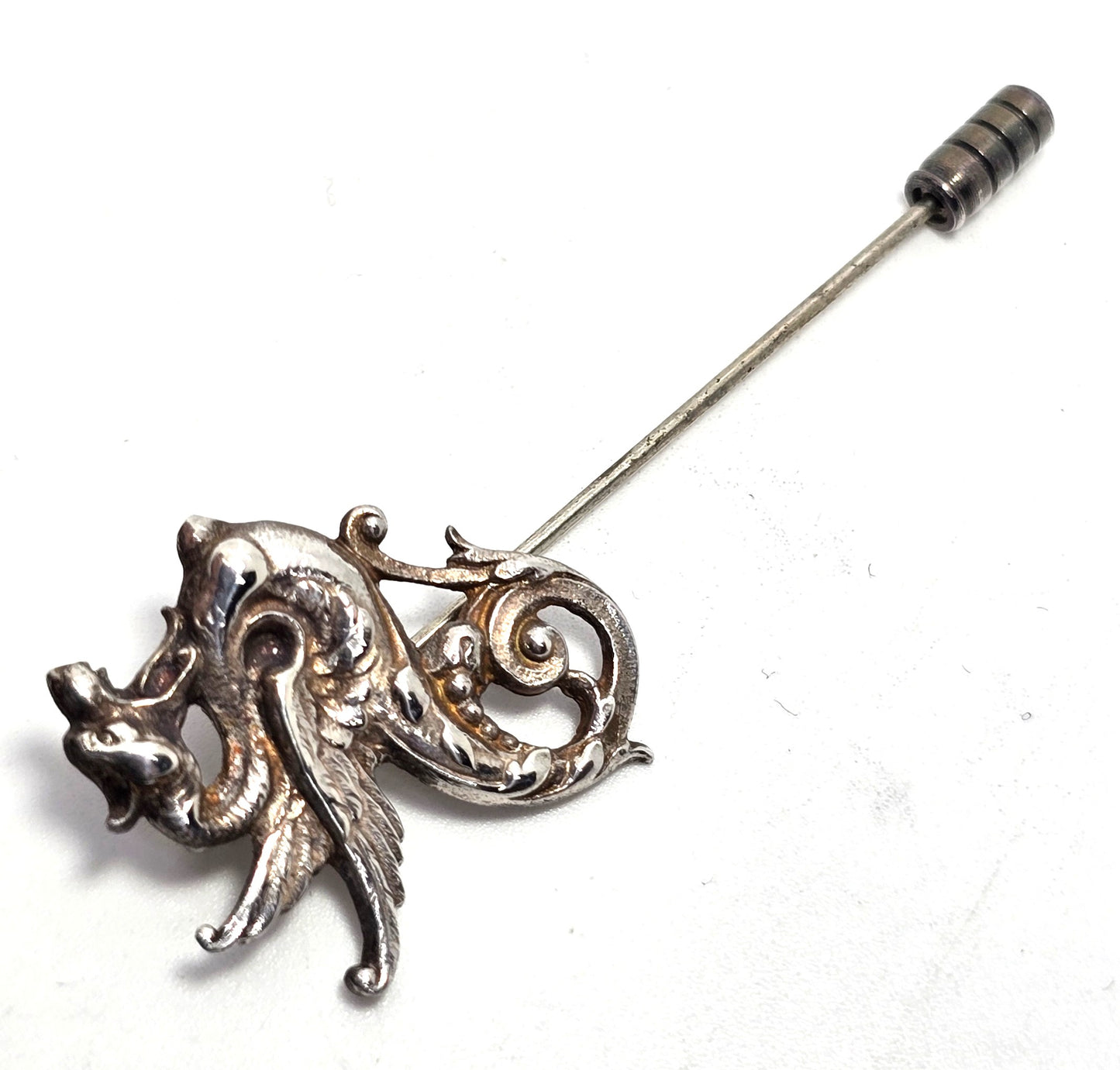 Gorham Dragon antique Victorian Gryphon sterling silver stick lapel pin brooch
