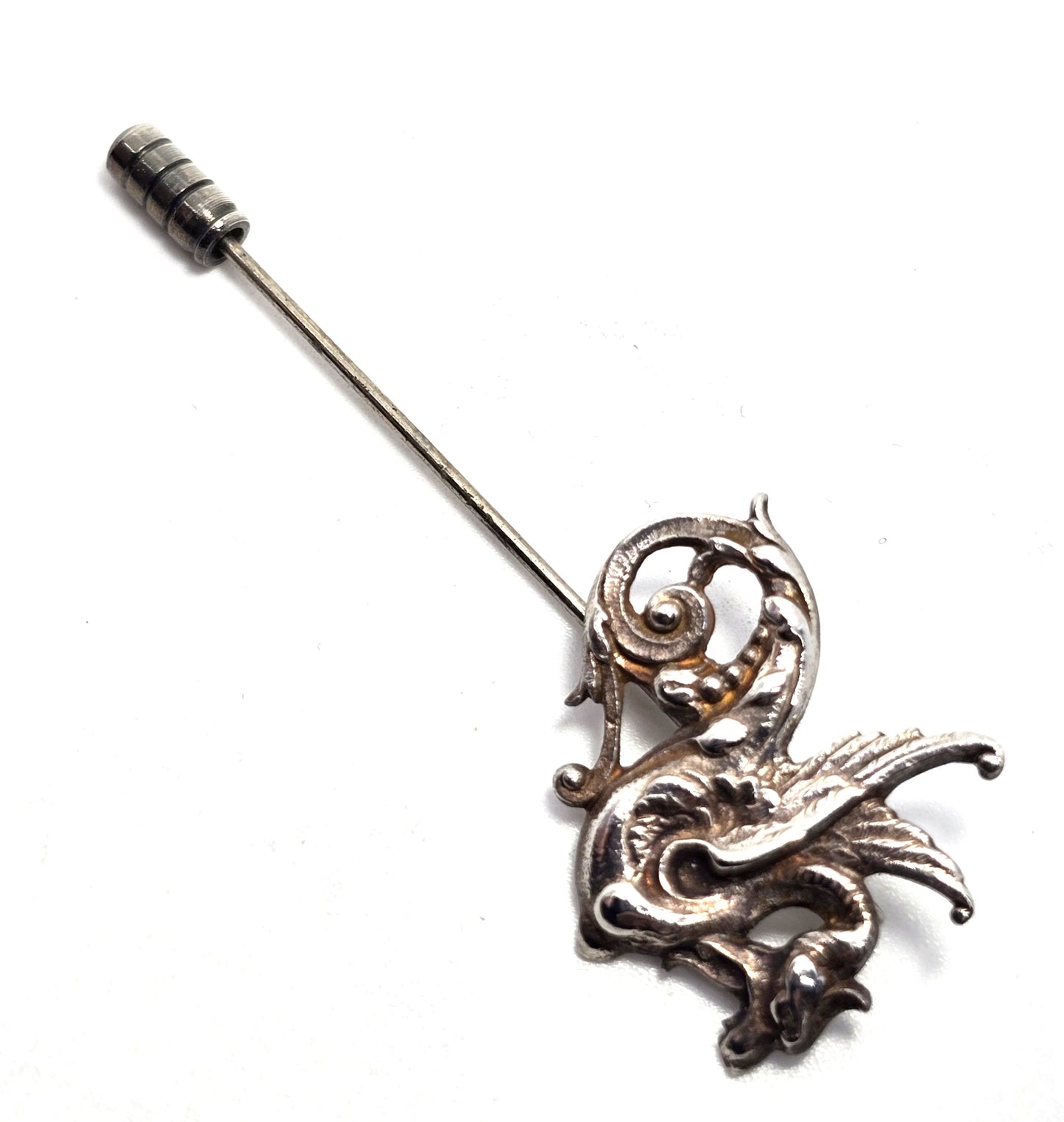 Gorham Dragon antique Victorian Gryphon sterling silver stick lapel pin brooch